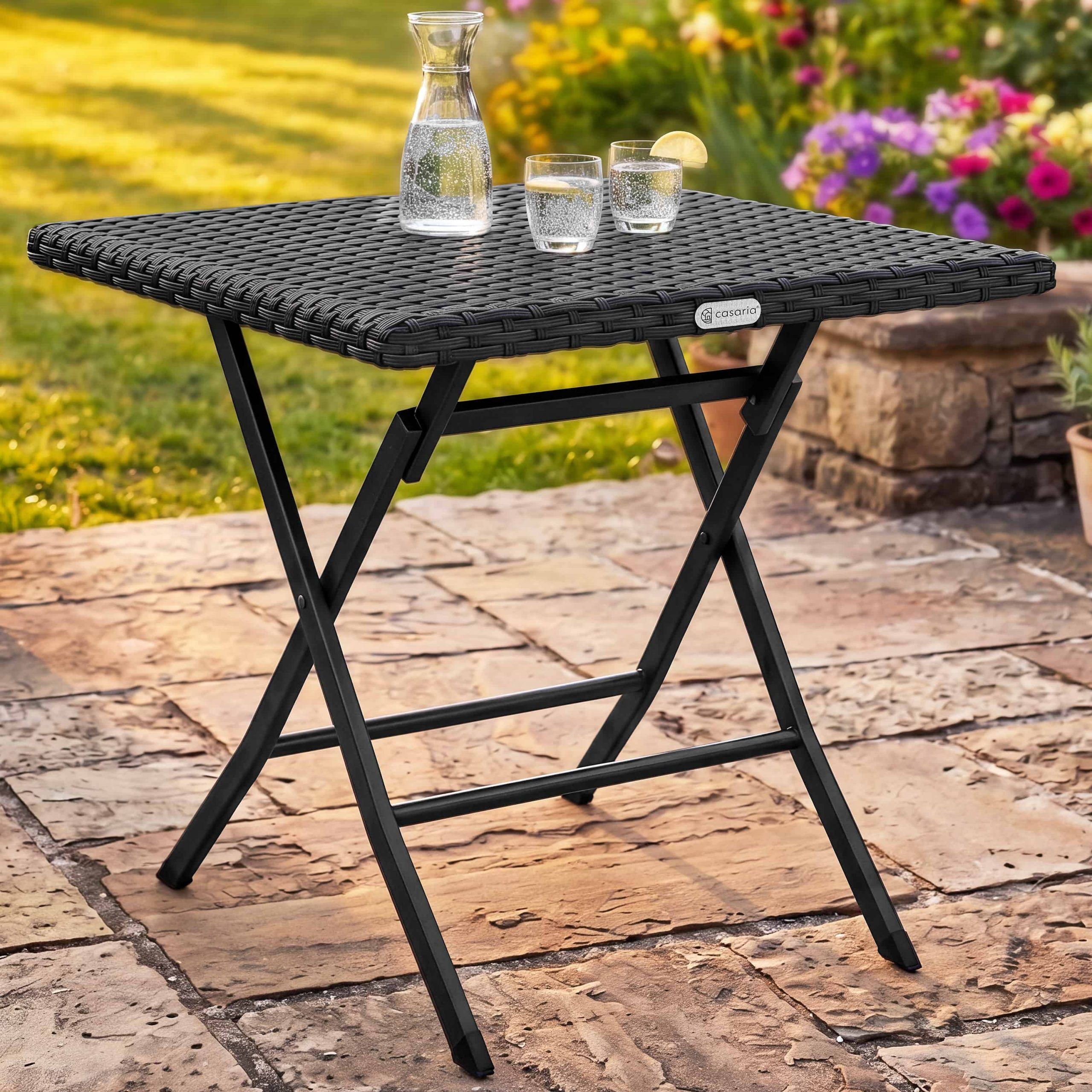 Polyrattan Klapptisch Rom Schwarz 75x65x65cm