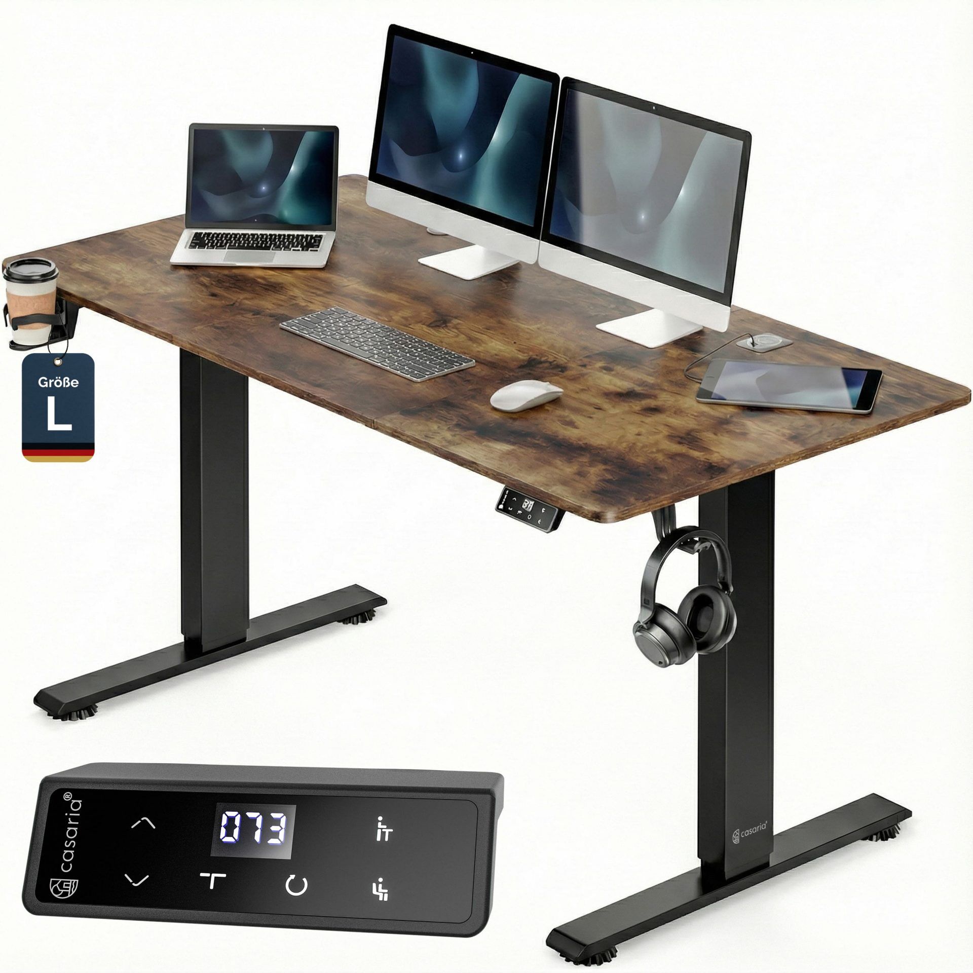 Höhenverstellbarer Schreibtisch Braun 140x60x72-117cm