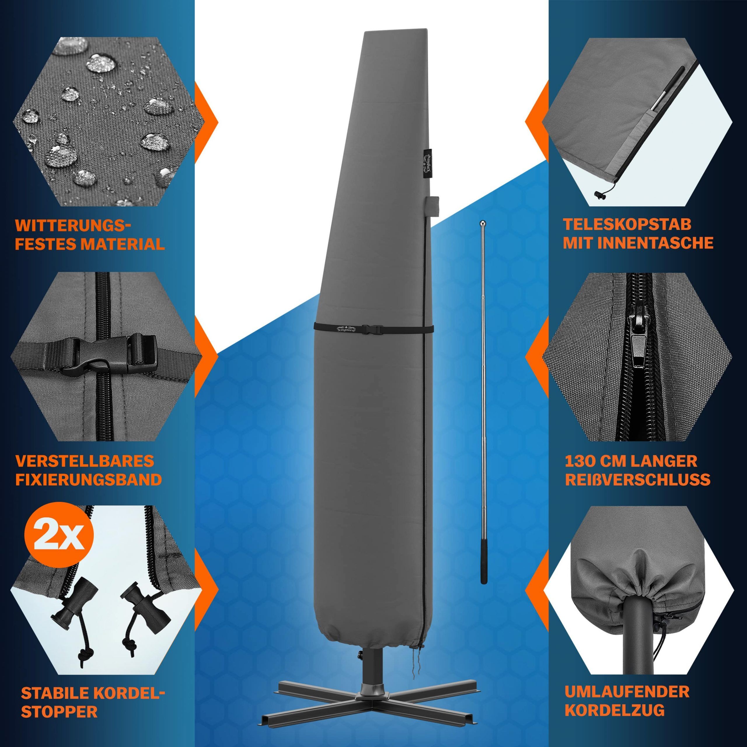 Abdeckung Sonnenschirm/Ampelschirm Anthrazit Ø350cm