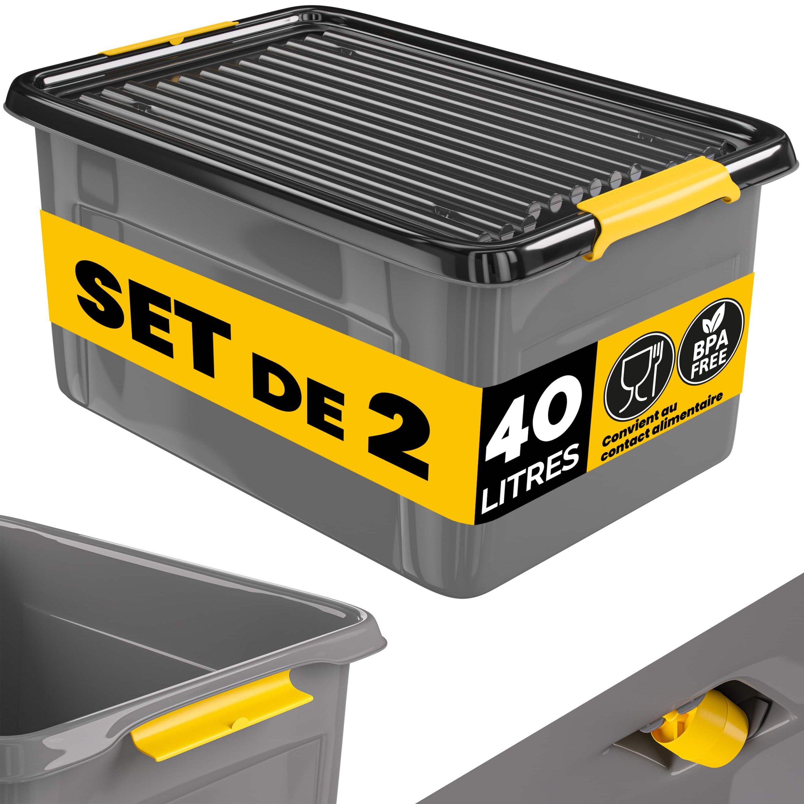 Aufbewahrungsbox 2er-Set Grau/Anthrazit 58x39x25cm stapelbar
