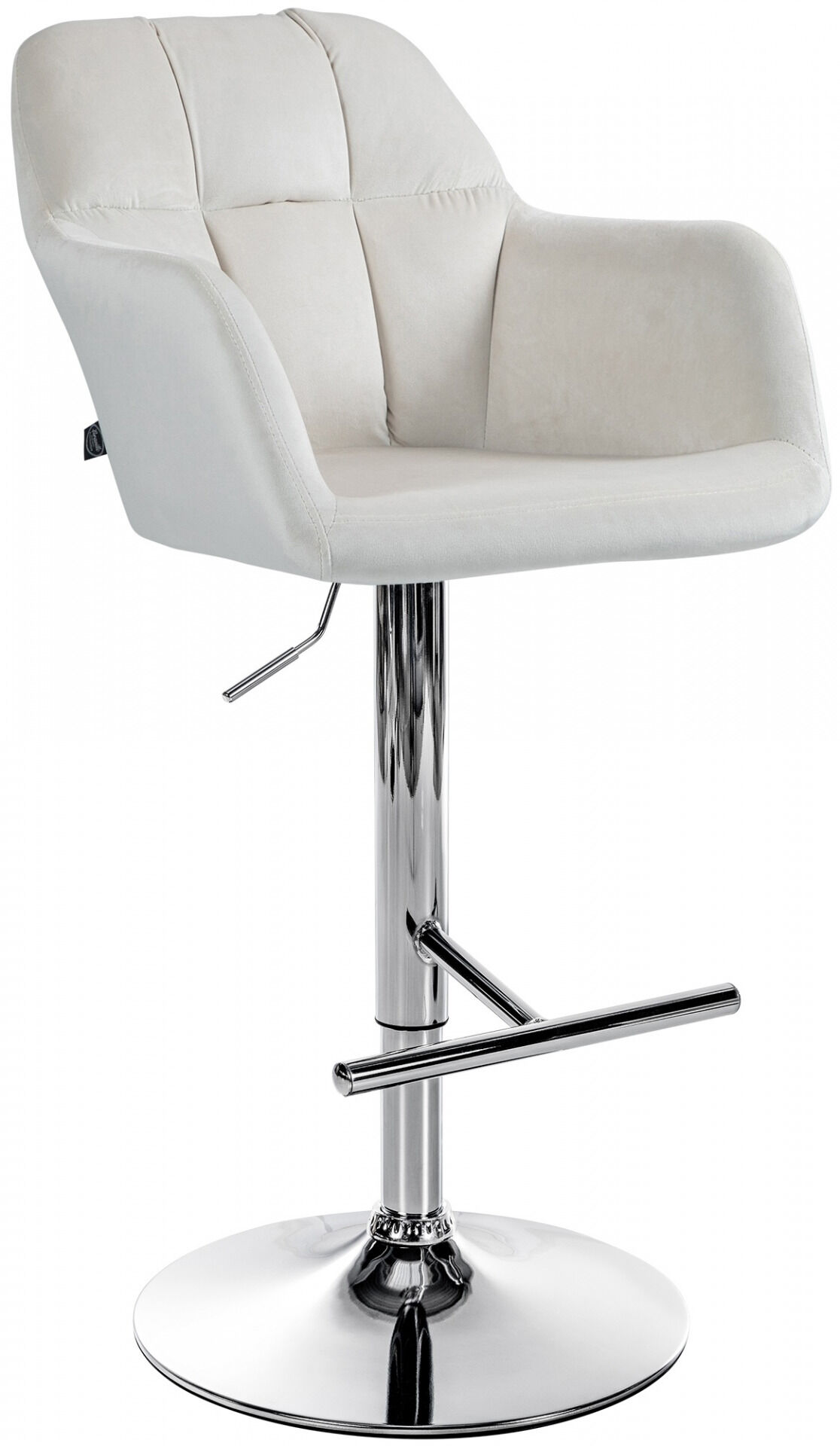Barhocker Natoma Samt chrom, creme