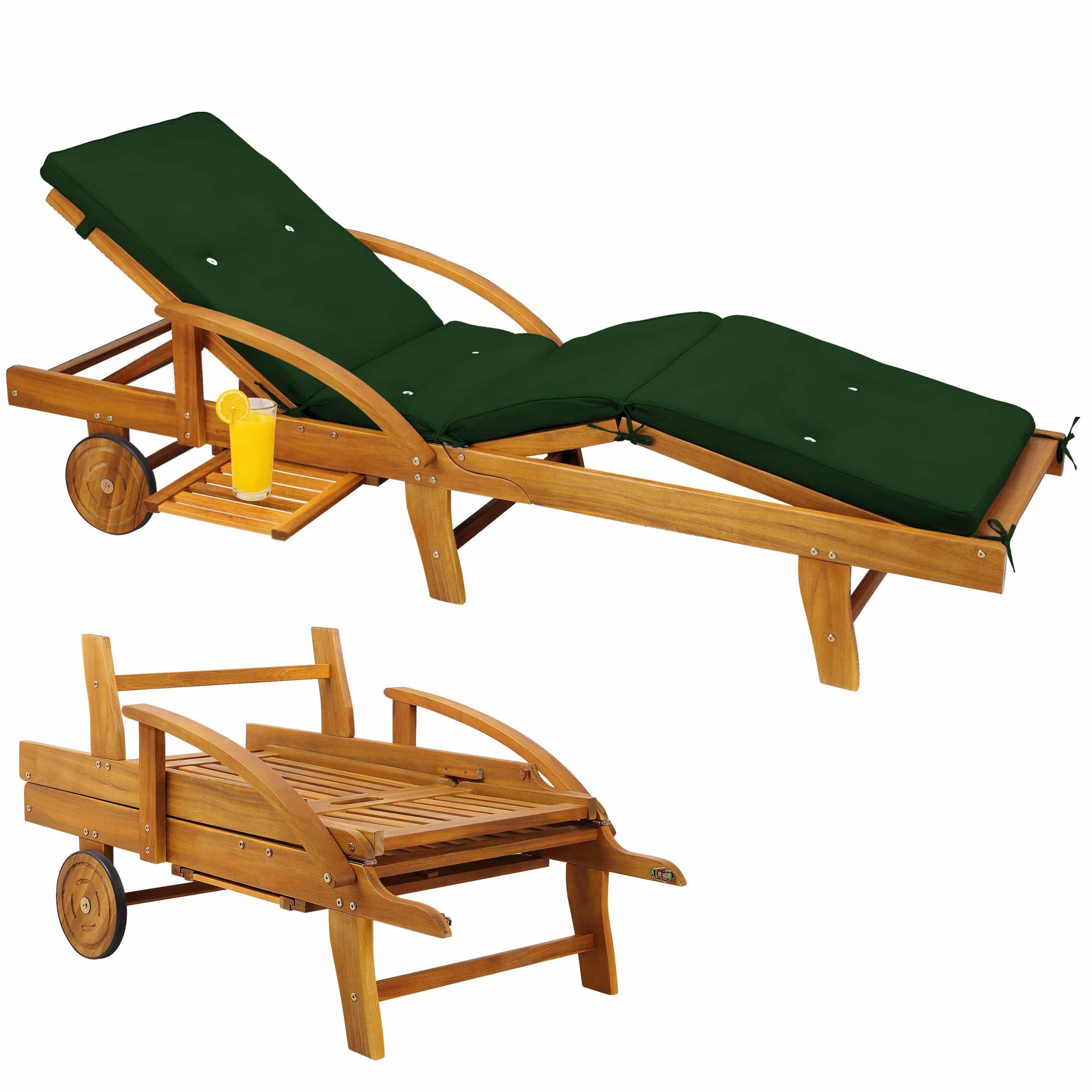 Gartenliege Tami Sun® Akazie inkl Auflage Grün