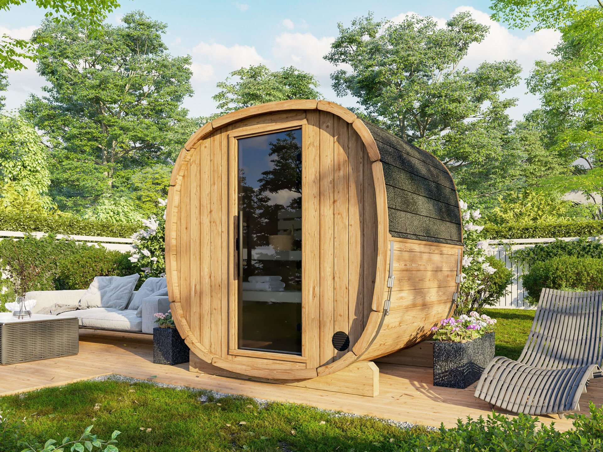 Palmako Fasssauna Astra 1,4 aus Thermoholz