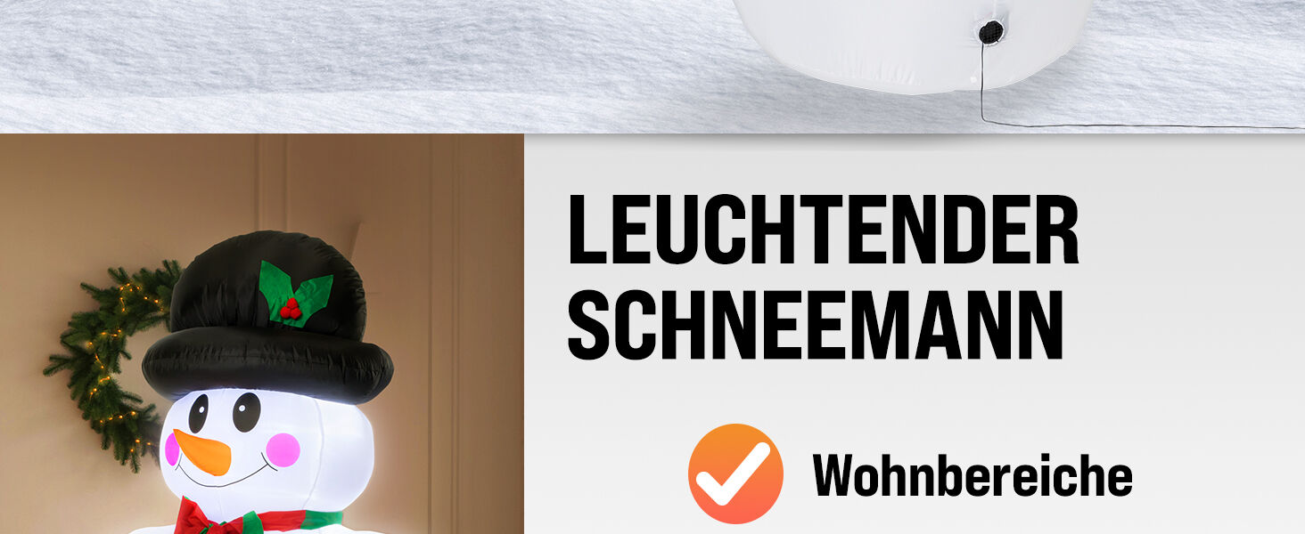Aufblasbare Weihnachtsdeko Schneemann mit 20 LEDs