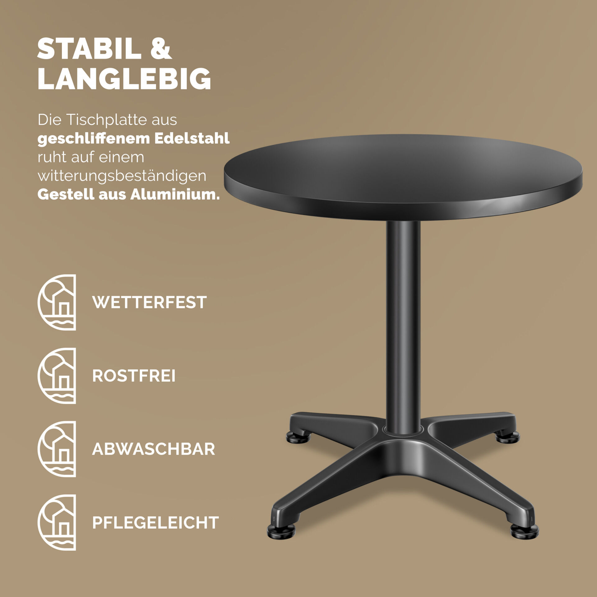 Stehtisch Ø60cm höhenverstellbar 70/115cm Alu Schwarz