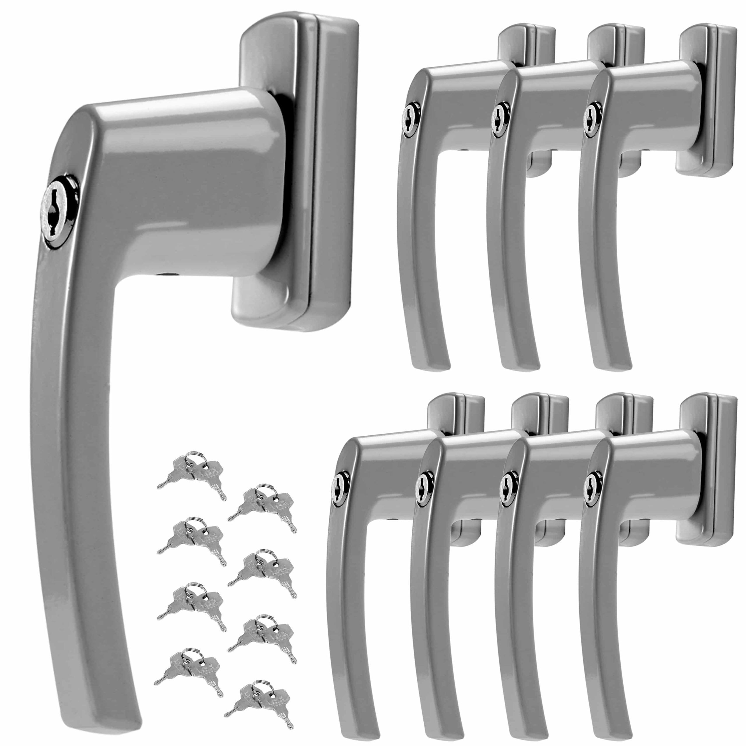 Fenstergriff 10er-Set Silber abschließbar
