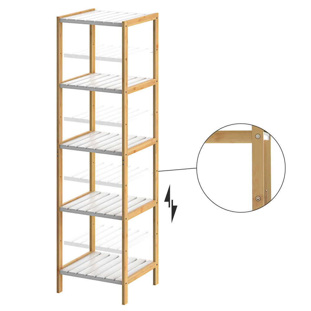 Standregal Bambus Weiß 140x33x34cm