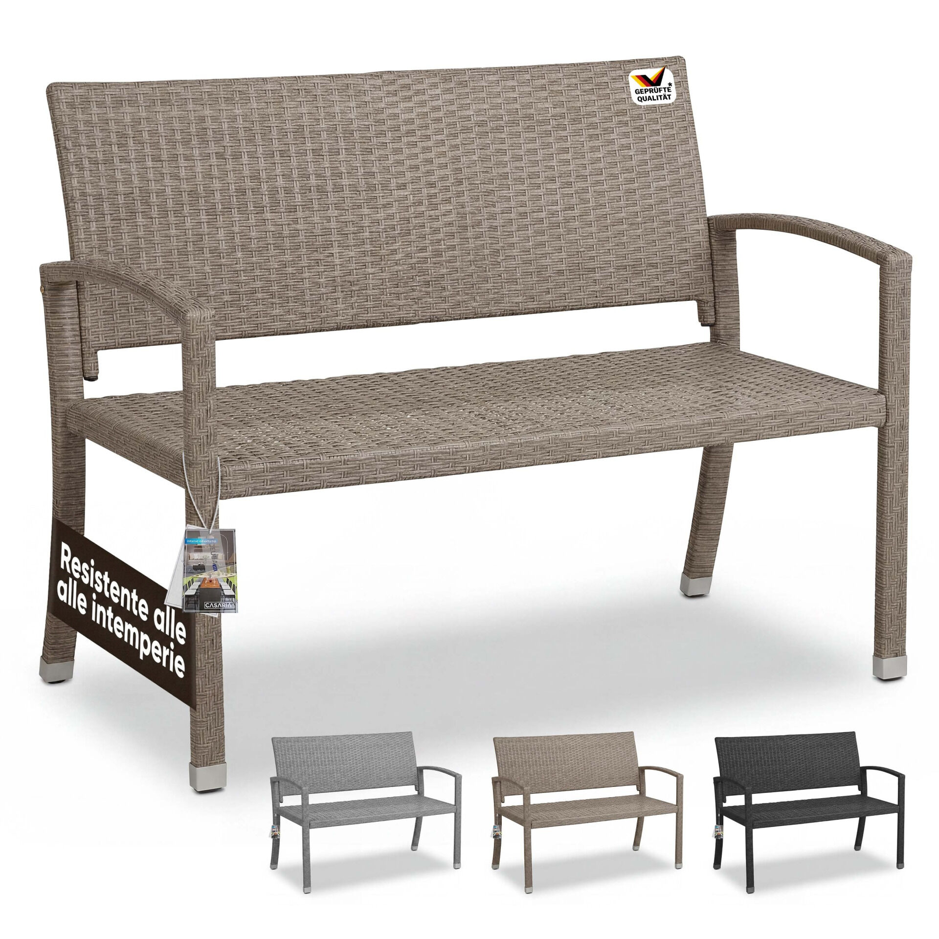 Polyrattan Gartenbank Creme-Beige 122x58x87cm