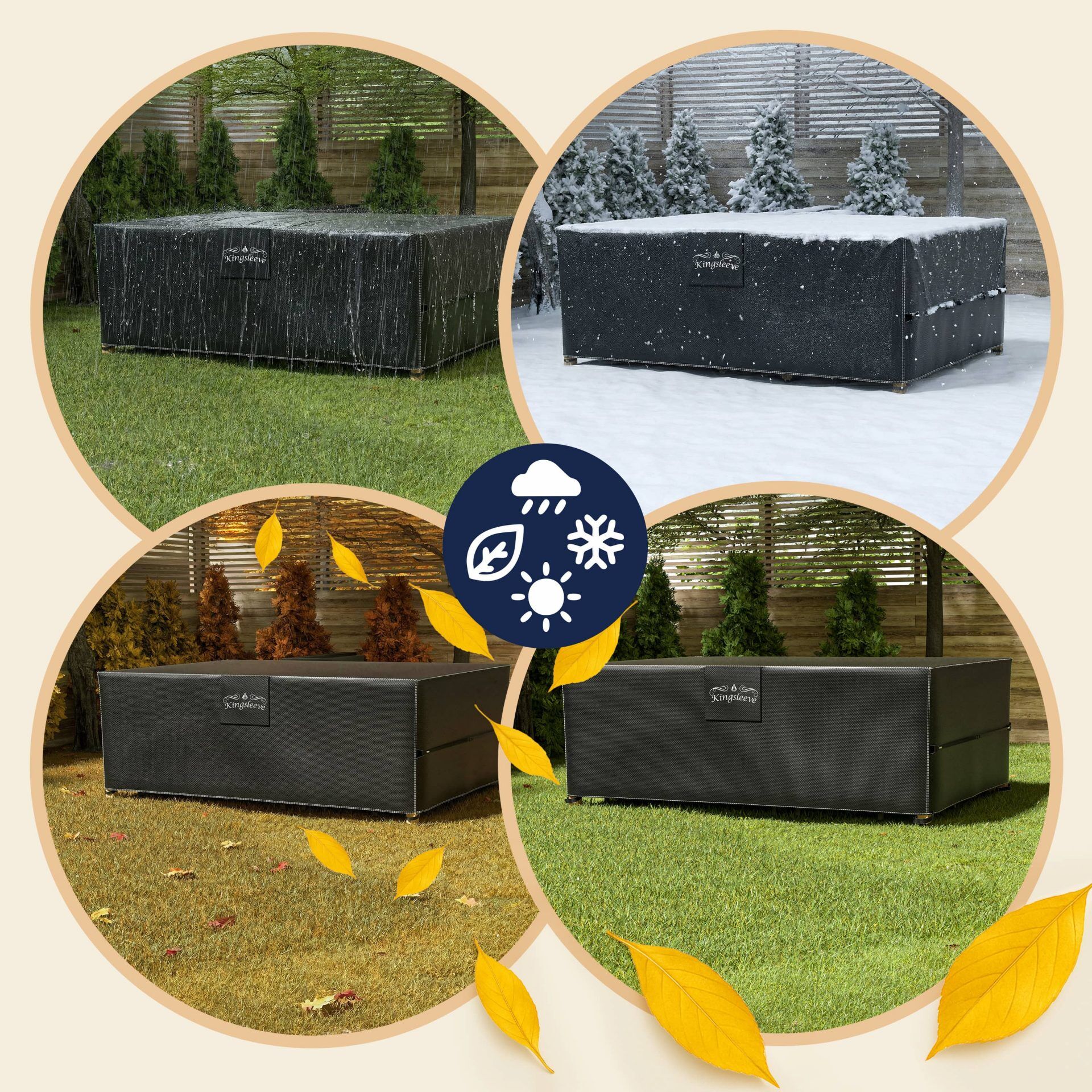 Abdeckplane Sitzgruppe Anthrazit 308x138x89cm 9100mm Wassersäule