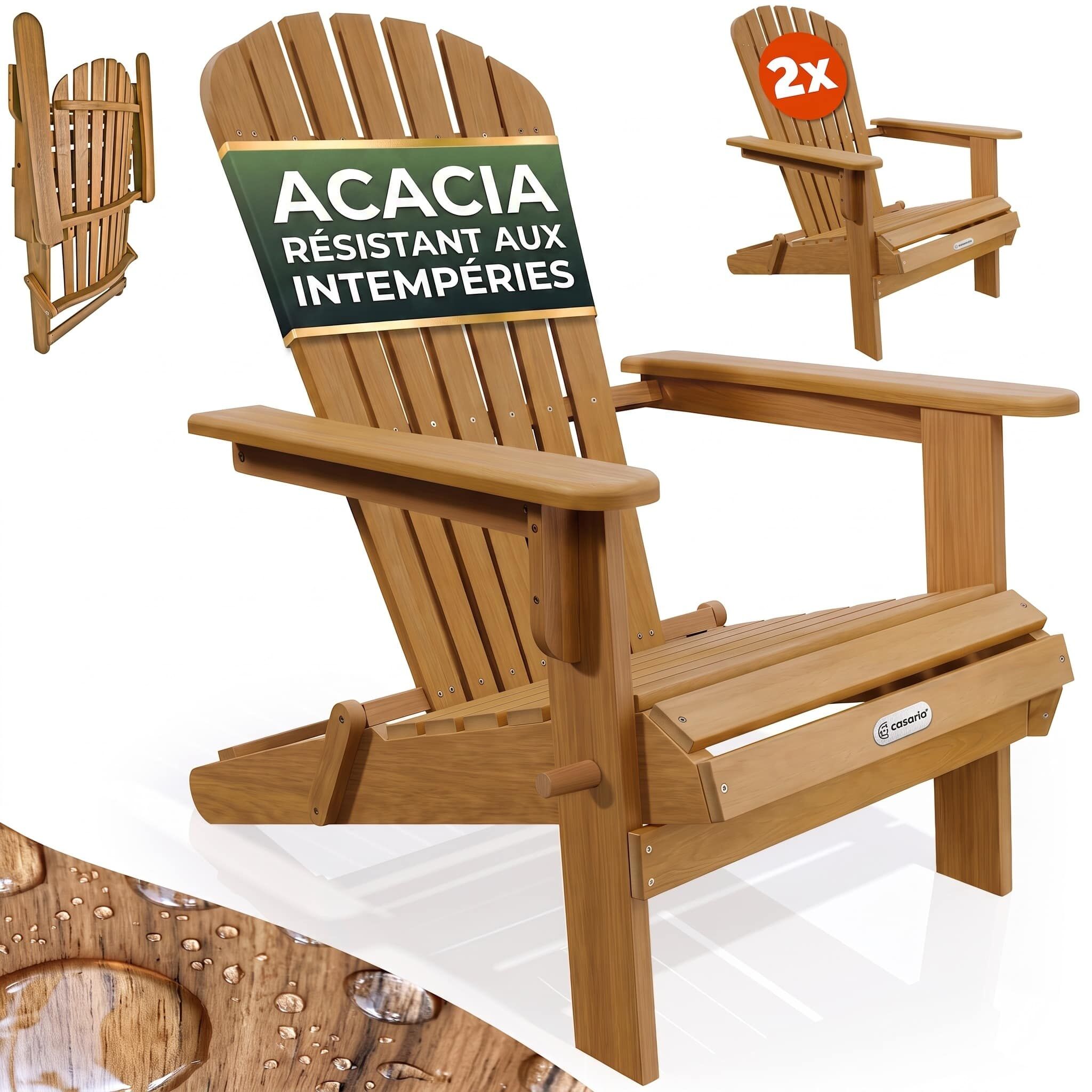 Liegestuhl Adirondack 2er-Set Akazienholz klappbar
