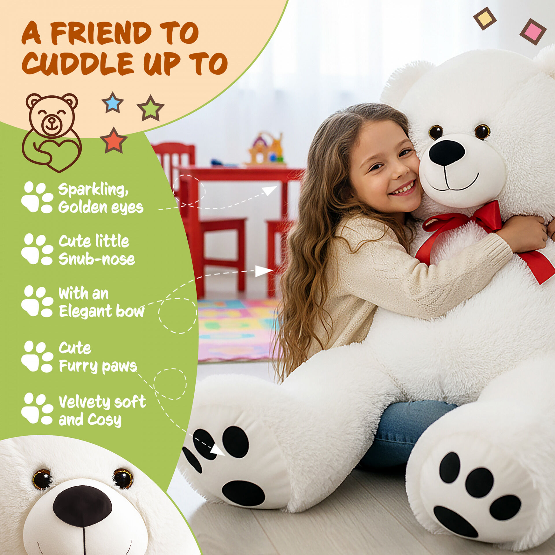Plüschtier Teddybär XL Weiß 100cm