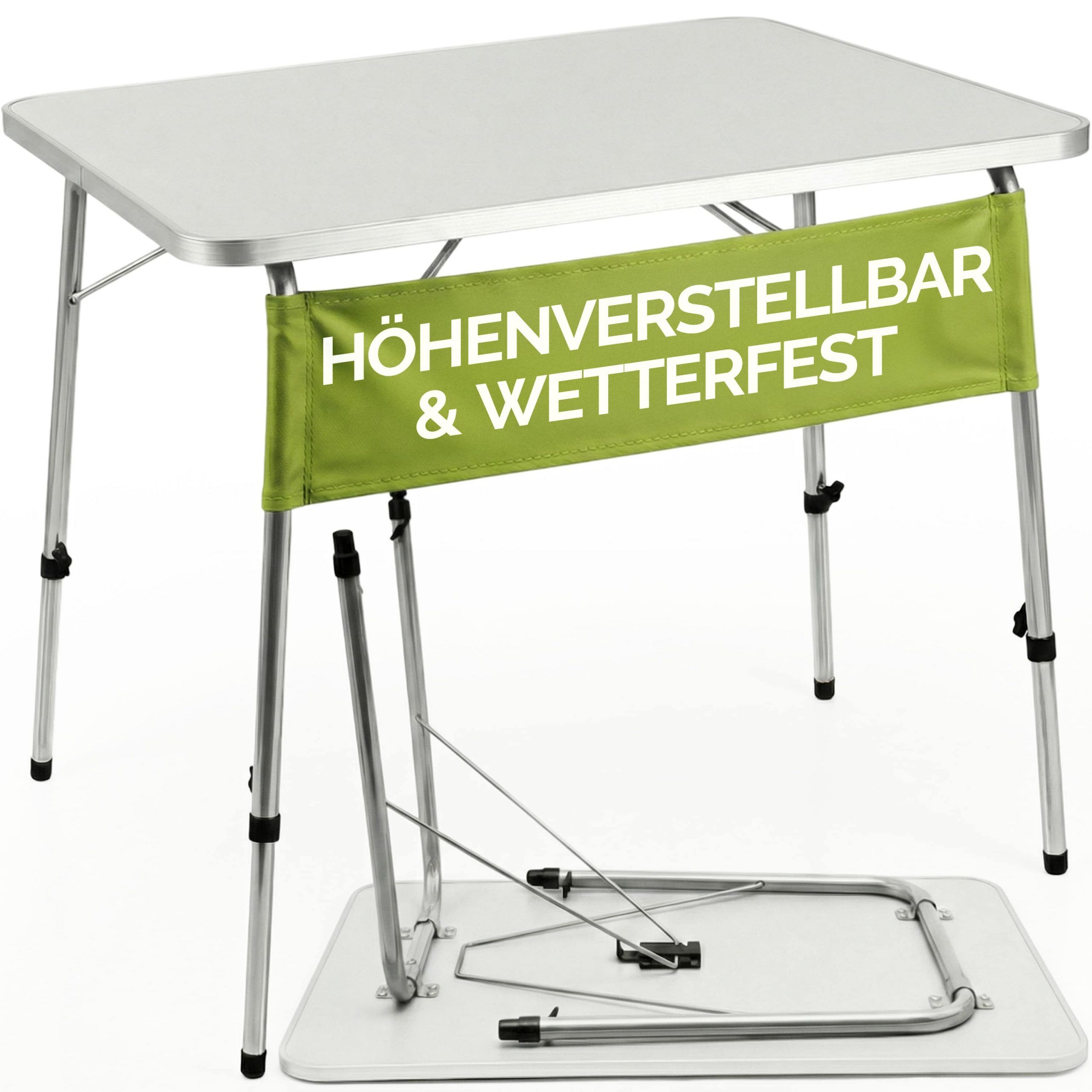 Gartentisch Silber Alu 80x55x50/69cm klappbar