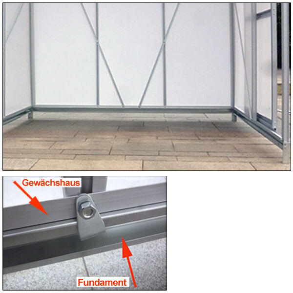 Stahlfundament verzinkt 190x122x12cm - für Anlehngewächshaus