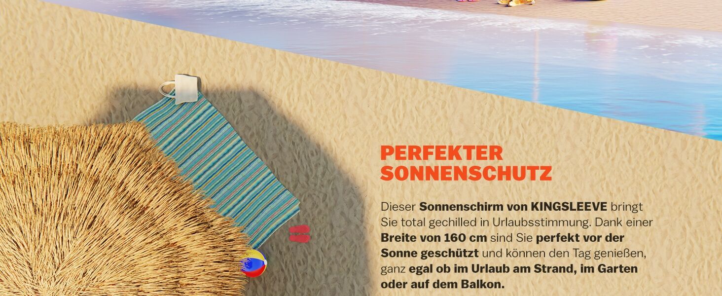 Sonnenschirm Hawaii Natur Ø160cm UV-Schutz 30+