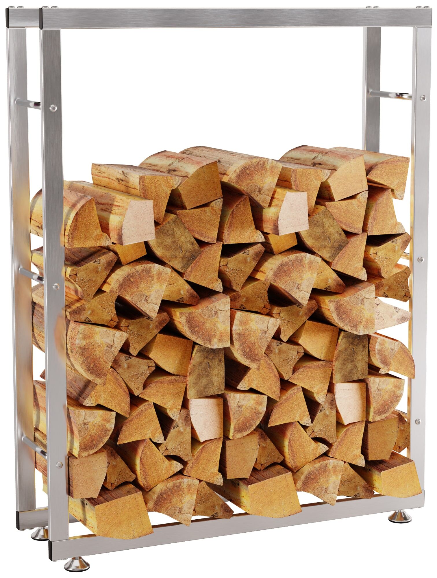 Kaminholzständer Keri V2 25x80x125 cm, edelstahl