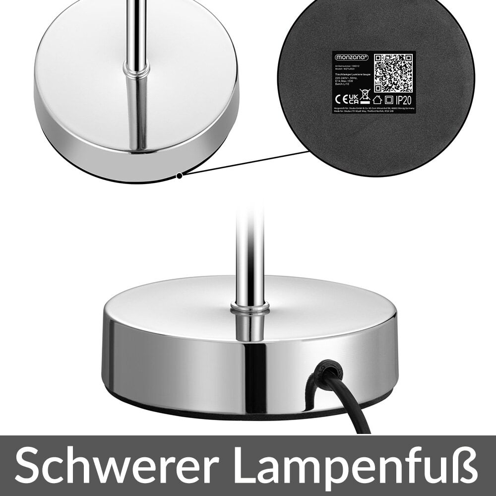 Tischlampe Lumière Anthrazit 32x13x13cm