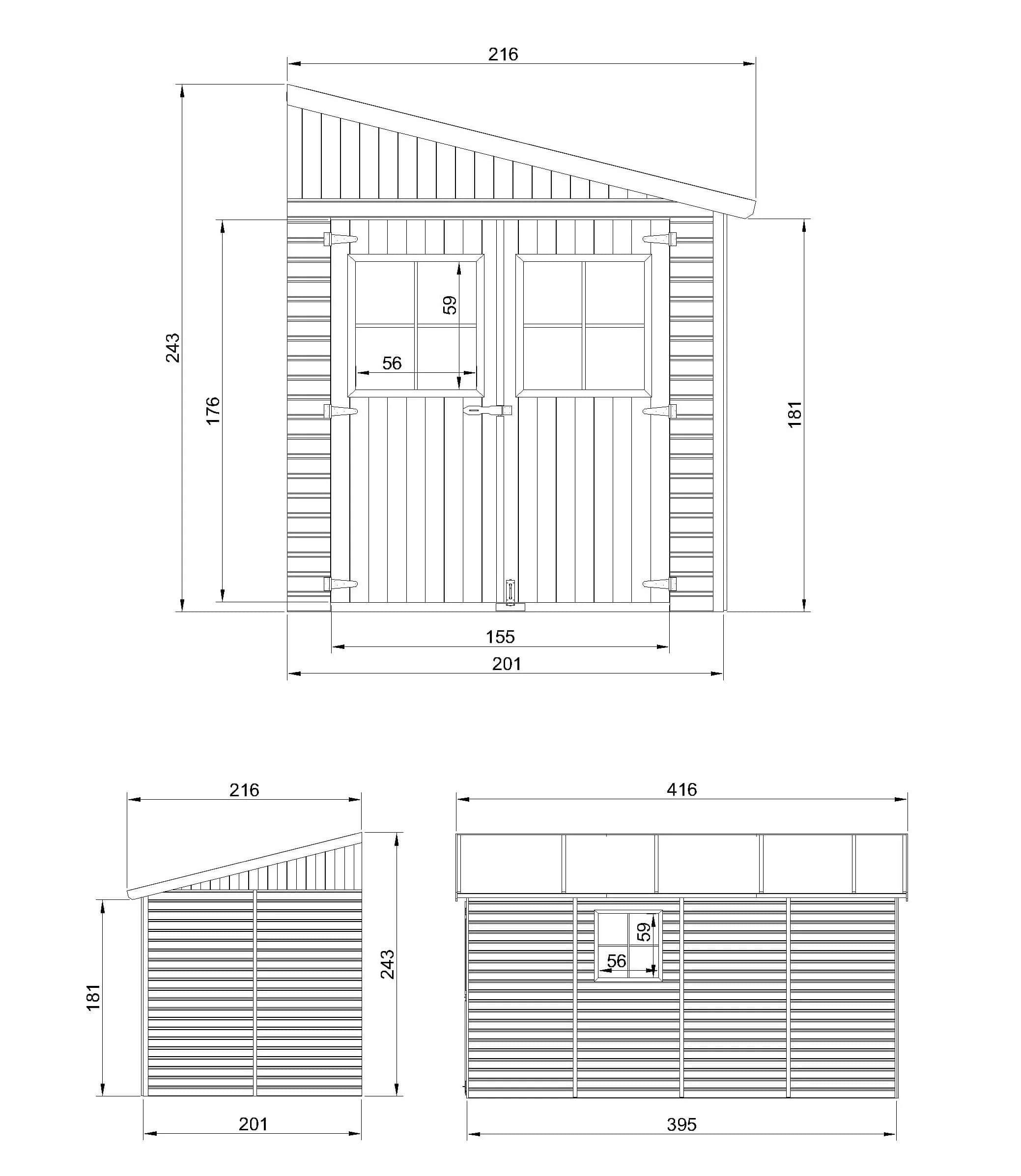 Gerätehaus Edda M340 Zeichnung