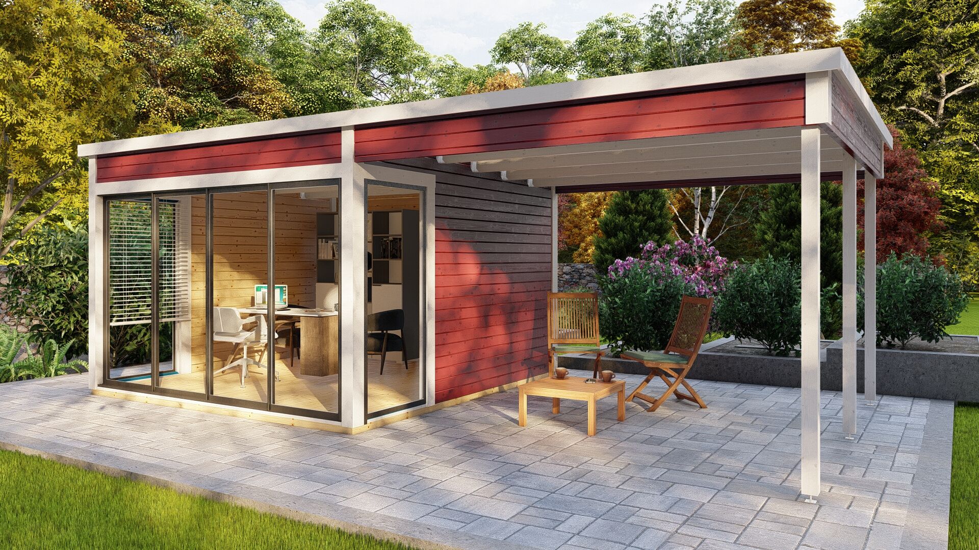 Flachdach Gartenhaus Sydney 33 Plus