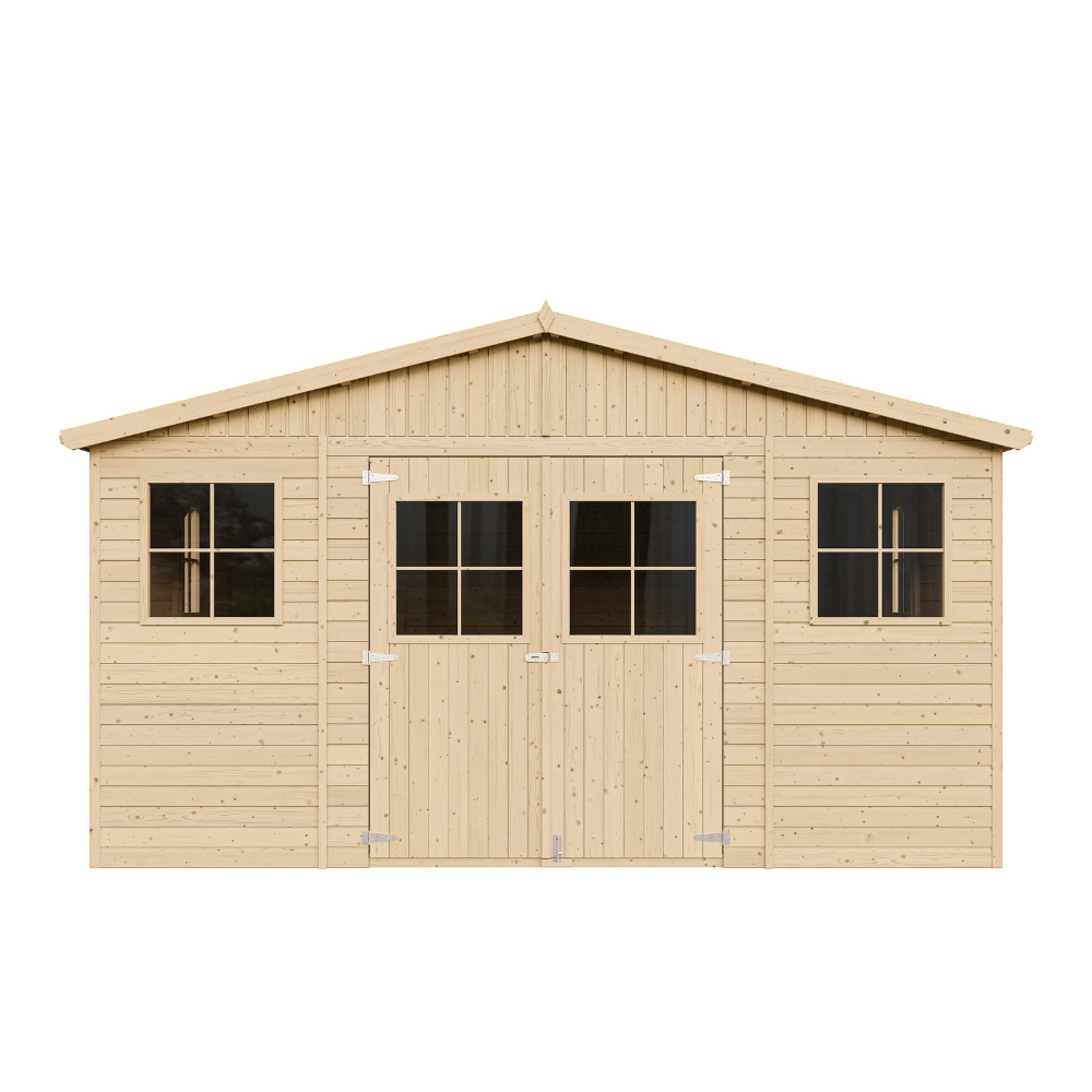 Gartenhaus Henry M333+M333G mit Boden – Gerätehaus Holz 401 x 493 cm – 20 m2