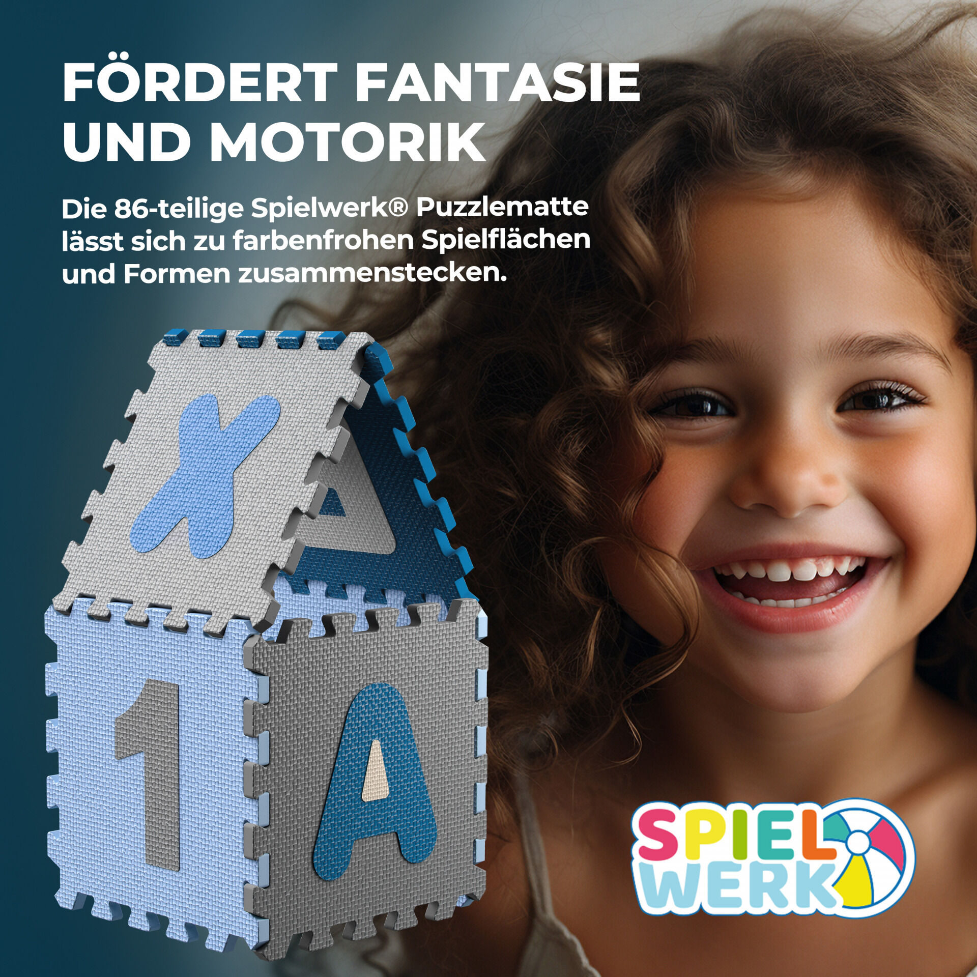 Puzzlematte 86-tlg Blau