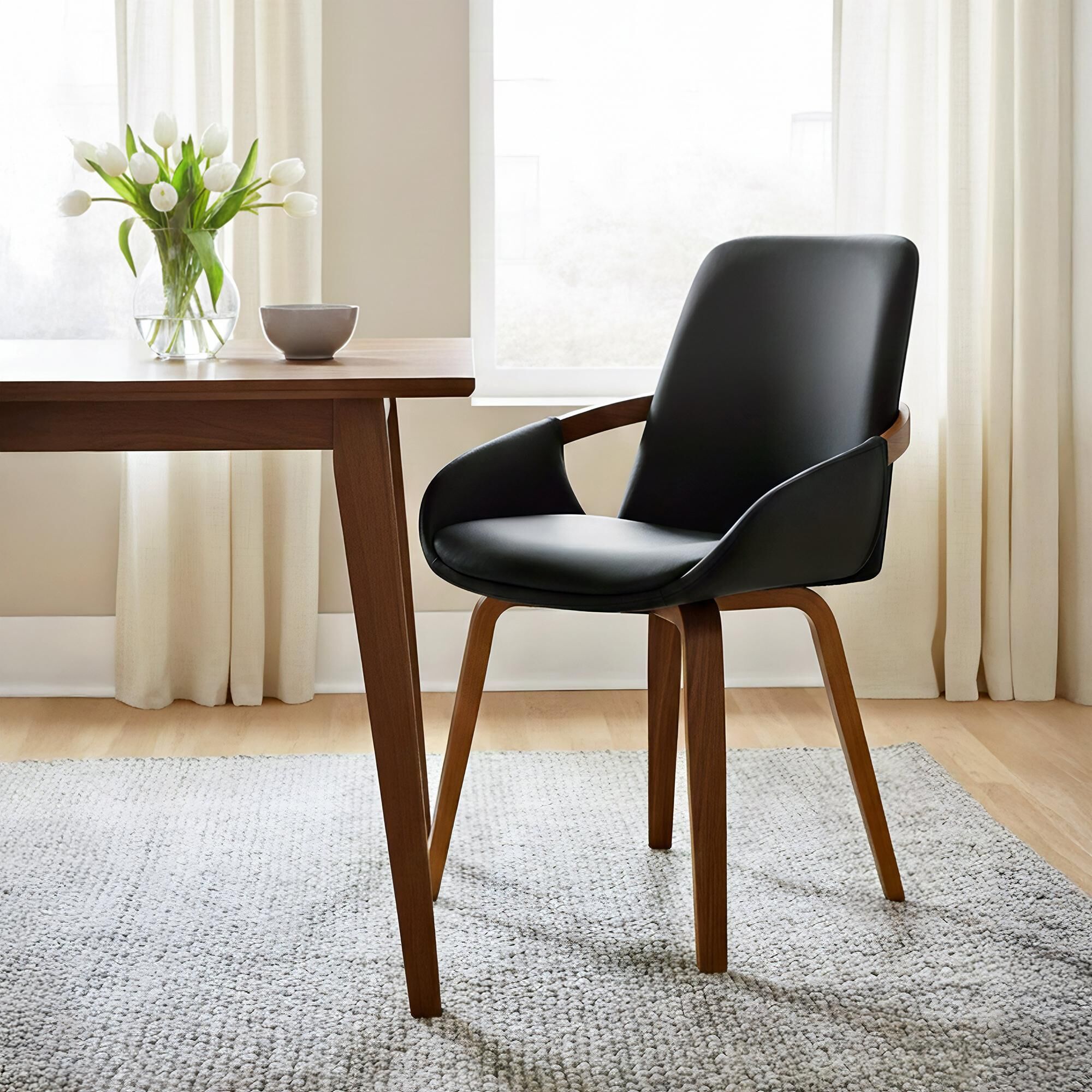Esszimmerstuhl Bertol Kunstleder, walnuss/schwarz