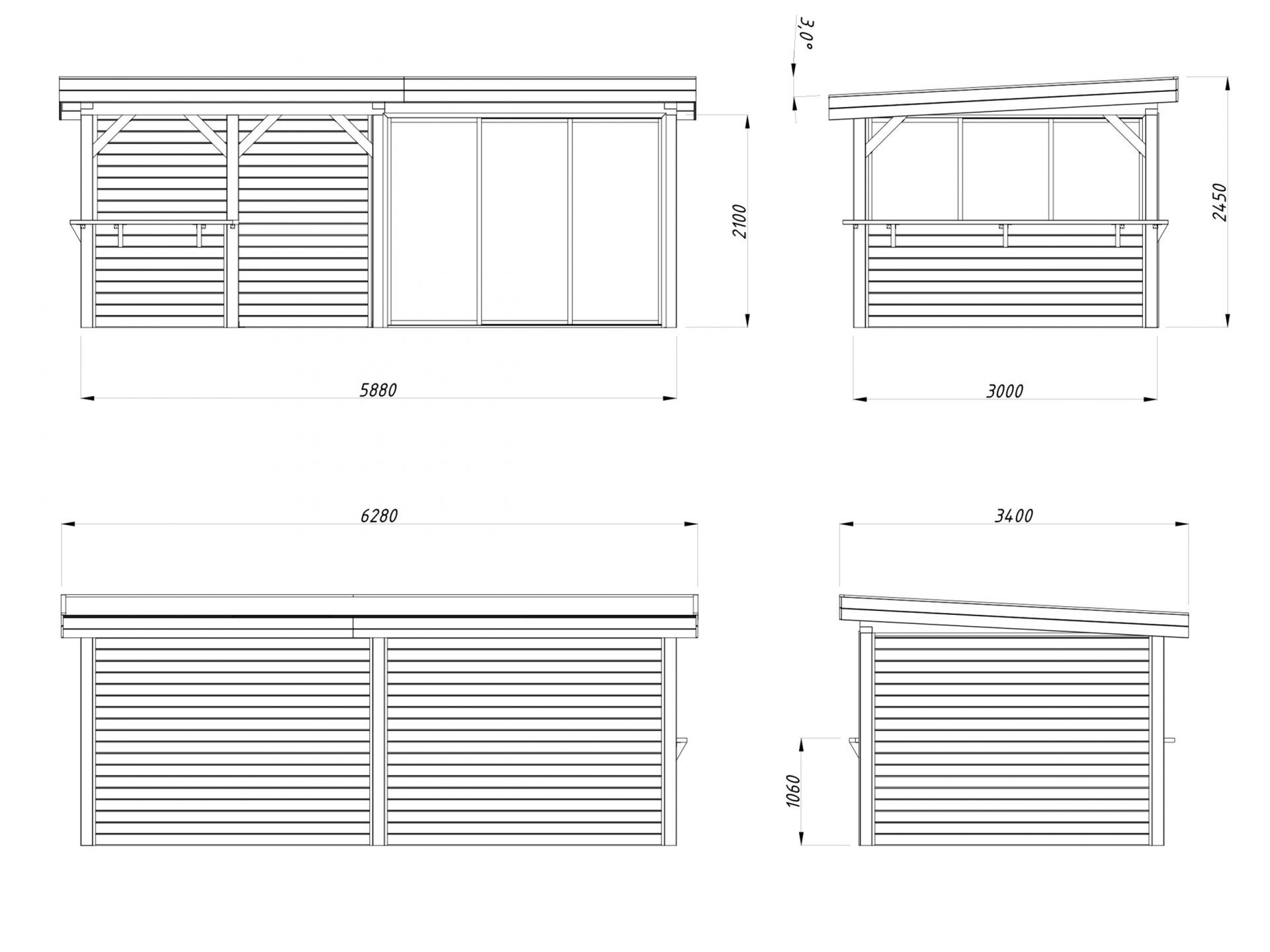 Palmako modernes Gartenhaus Lenna 16,6 m2 Set 407 Slide