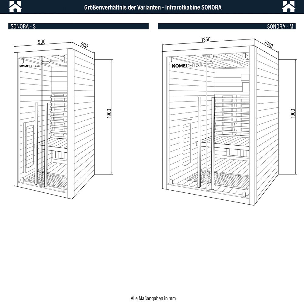 Infrarotkabine SONORA M - 135 x 105 cm für 2 Personen