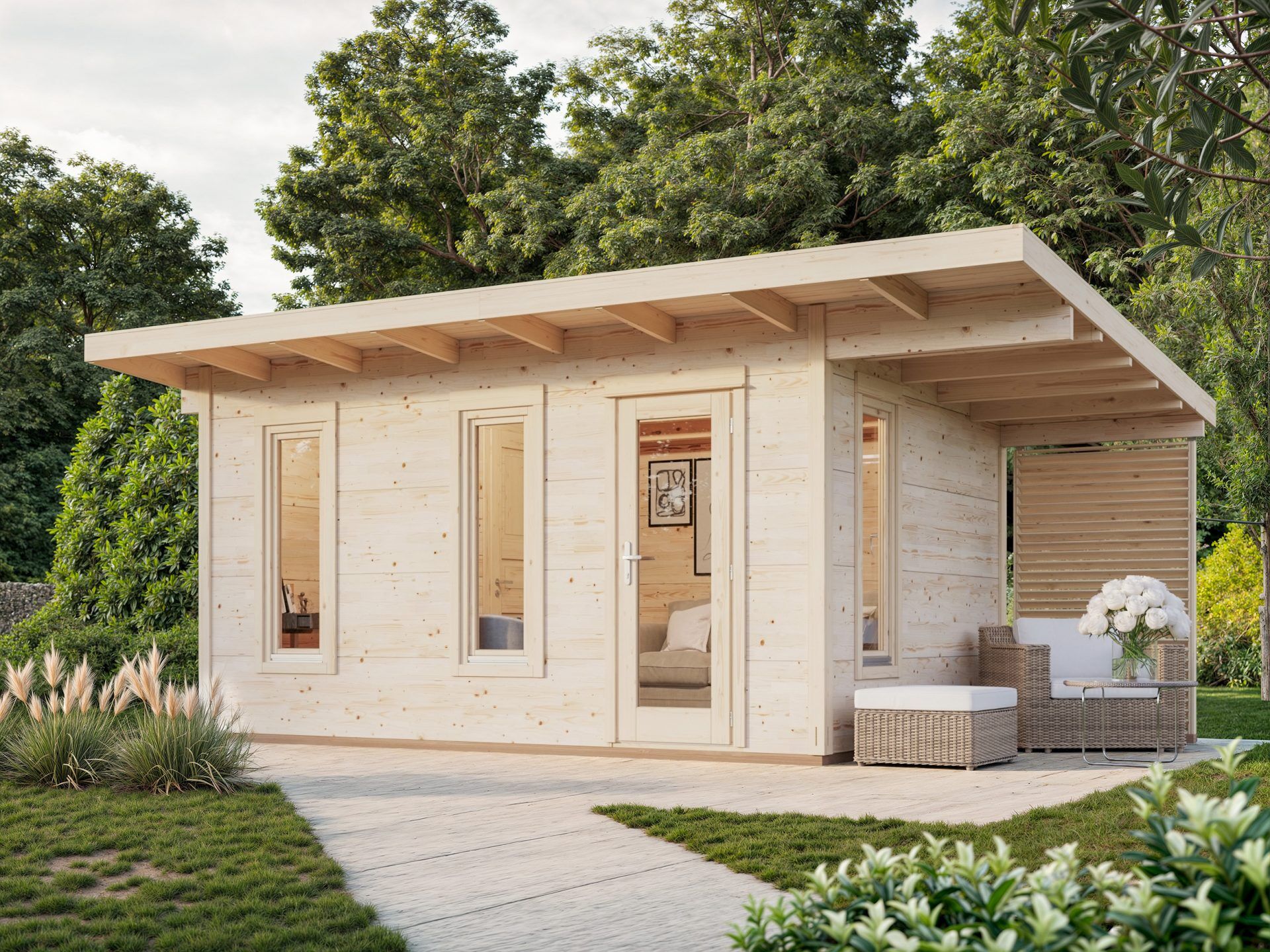 Palmako Pultdach Gartenhaus Grace 12,4 m2+4,1 m2