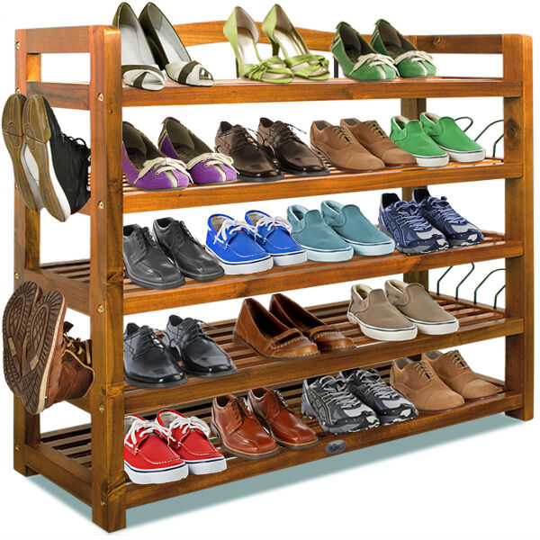 Schuhregal Akazienholz 95x26x82cm