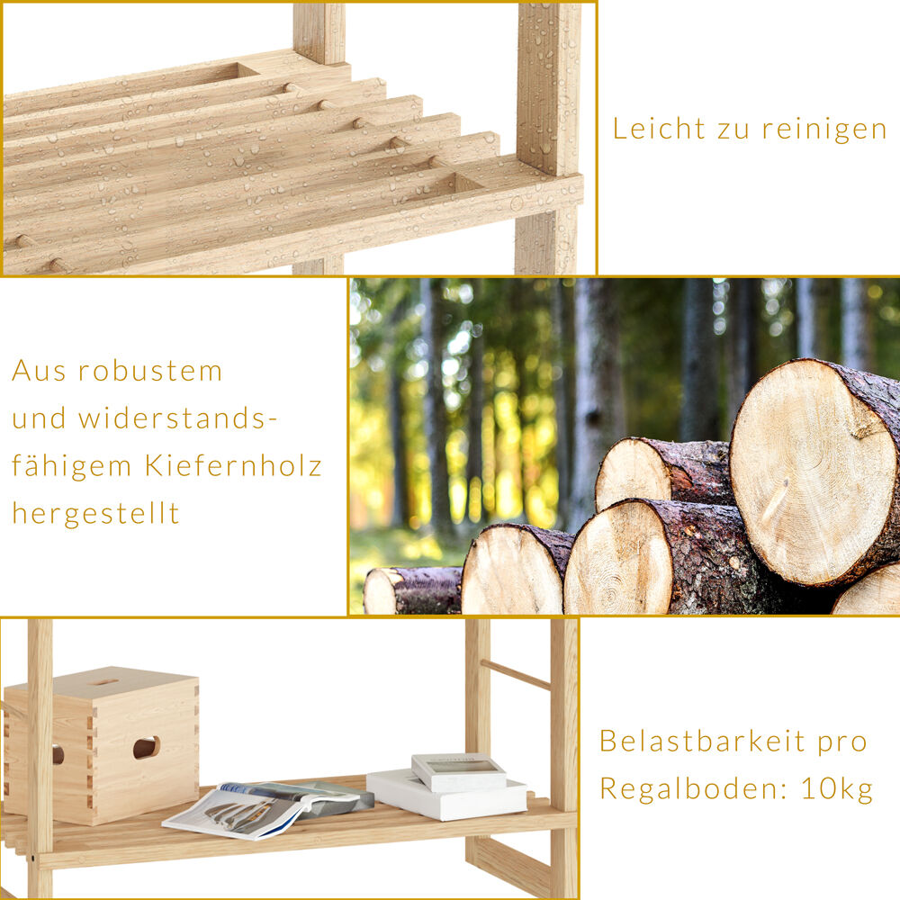 Standregal Öland 136x58x27cm lasiertes Echtholz