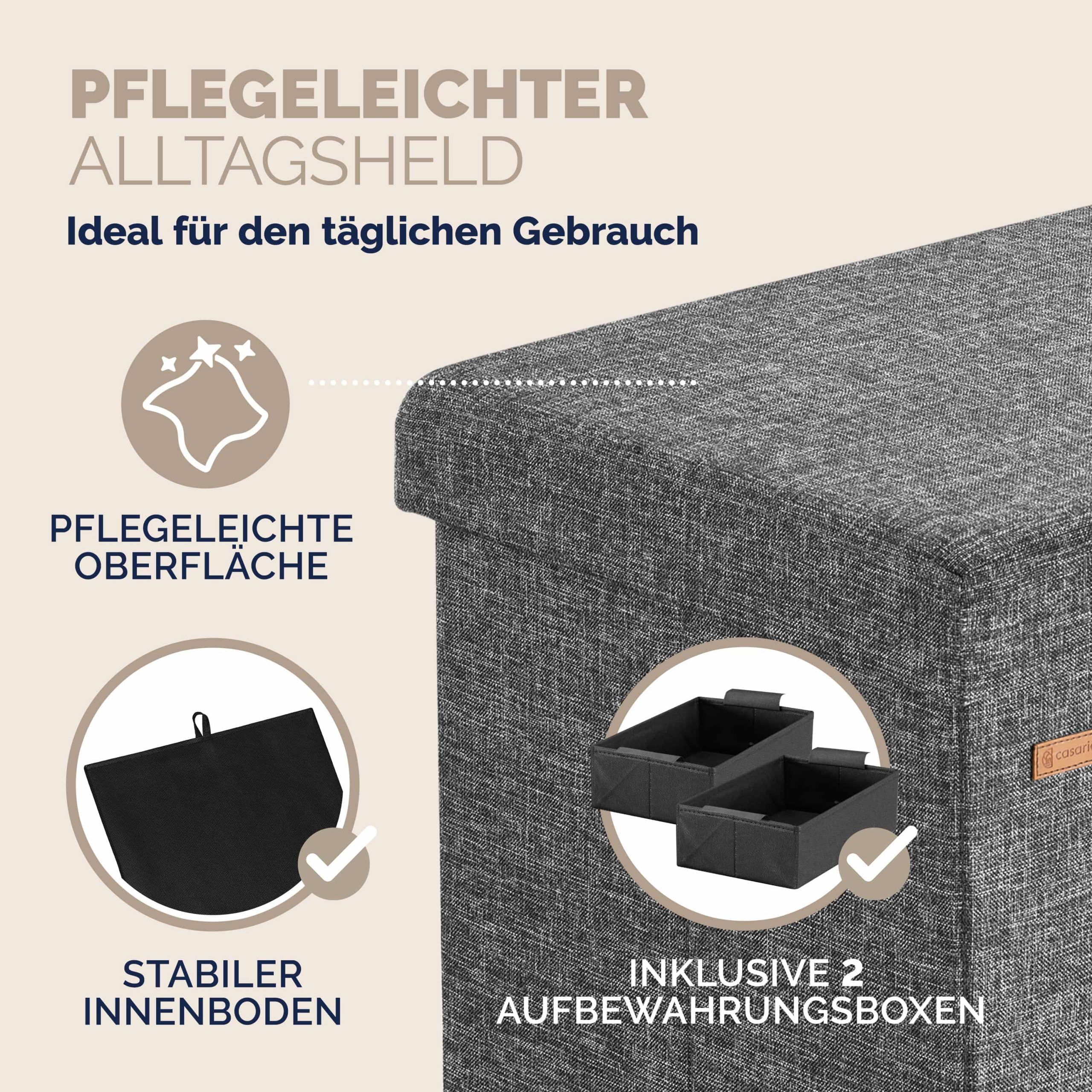 Sitzbank Dunkelgrau 115x38x38cm mit Klappdeckel