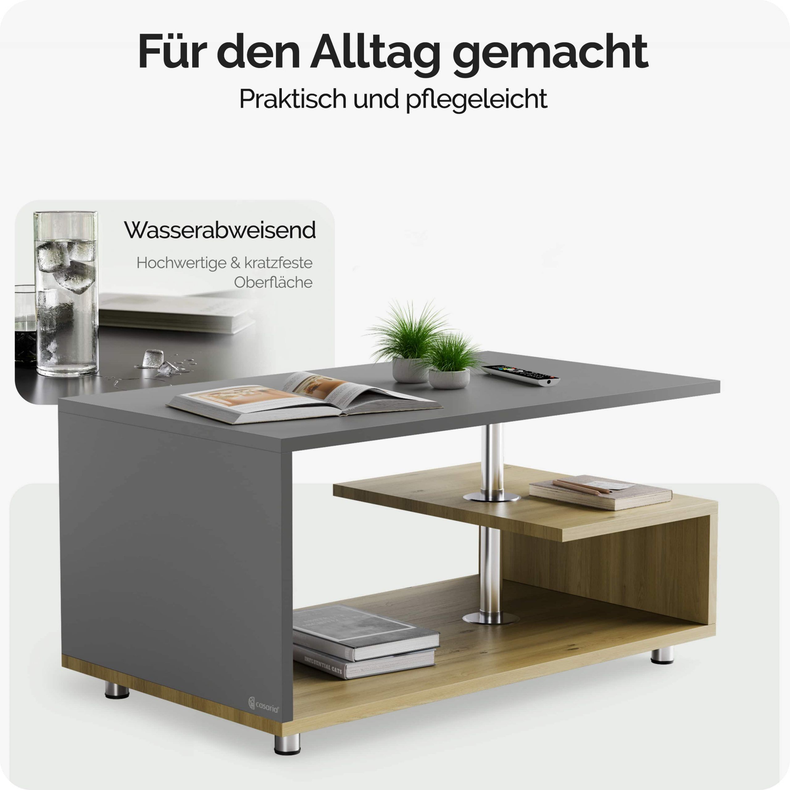 Couchtisch Orlando Holz/Grau 95x55x50cm
