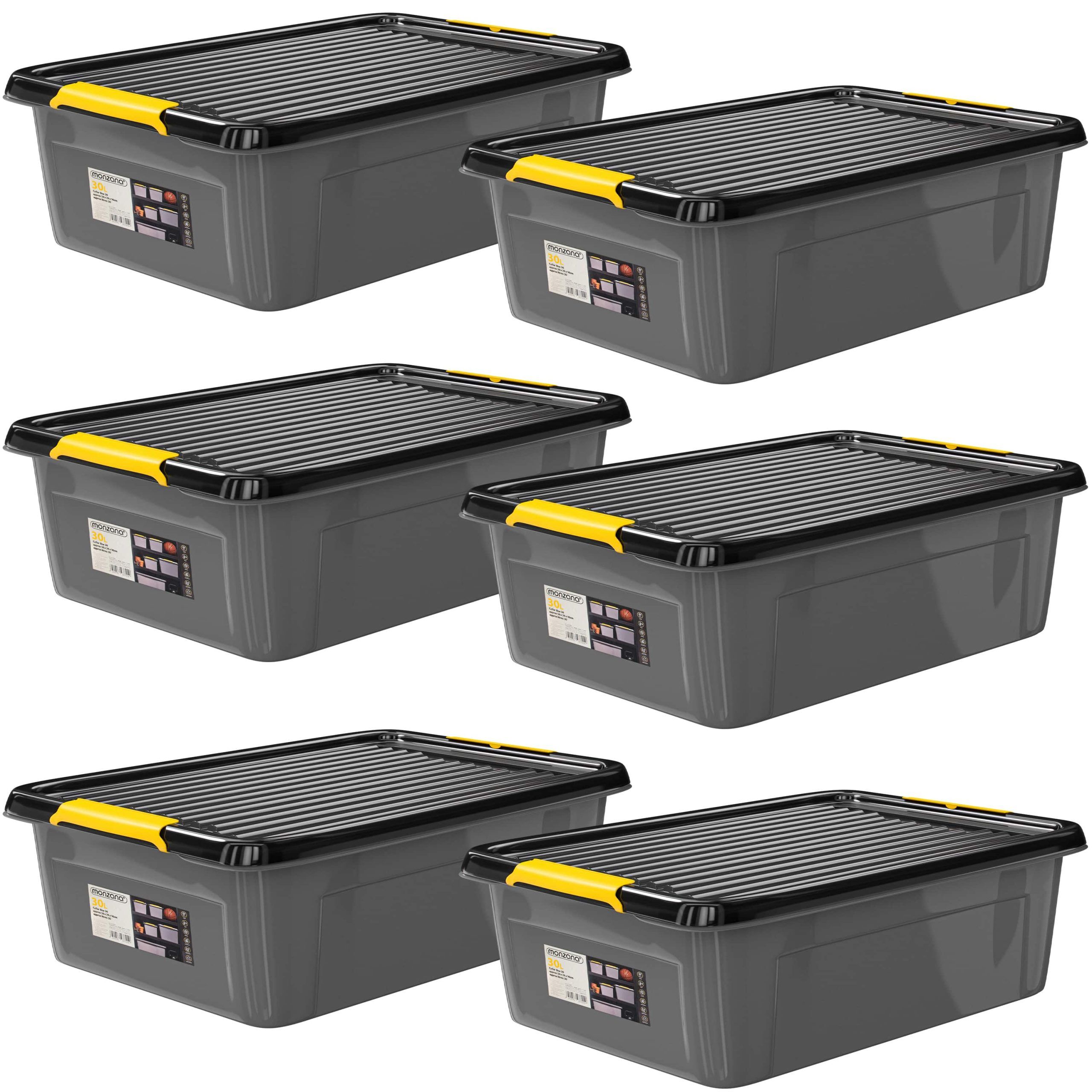 Aufbewahrungsbox 6er-Set Grau/Anthrazit 58x39x16cm stapelbar