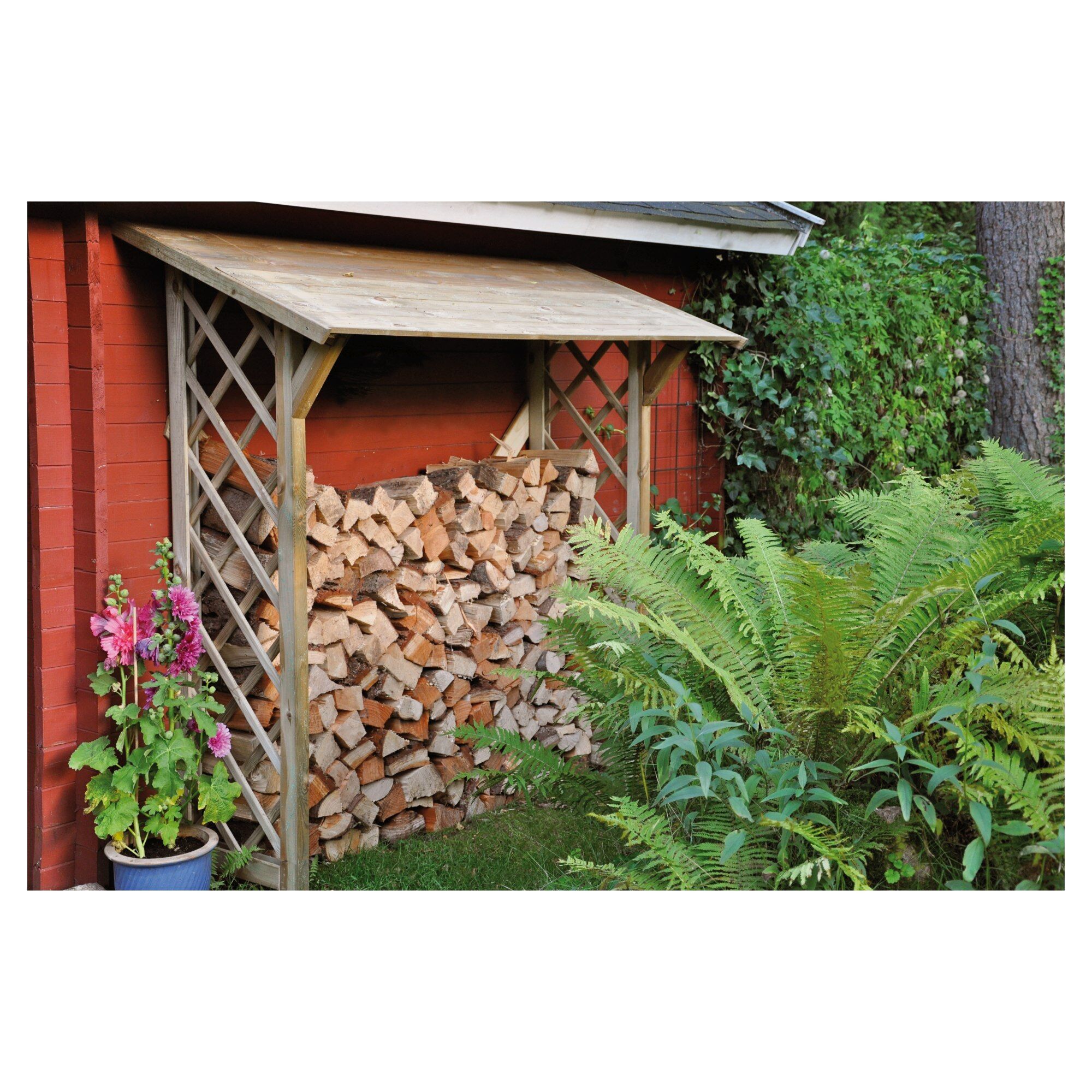 ANNE Kaminholzregal, 180 x 177 x 48/78 cm, kdi-grün