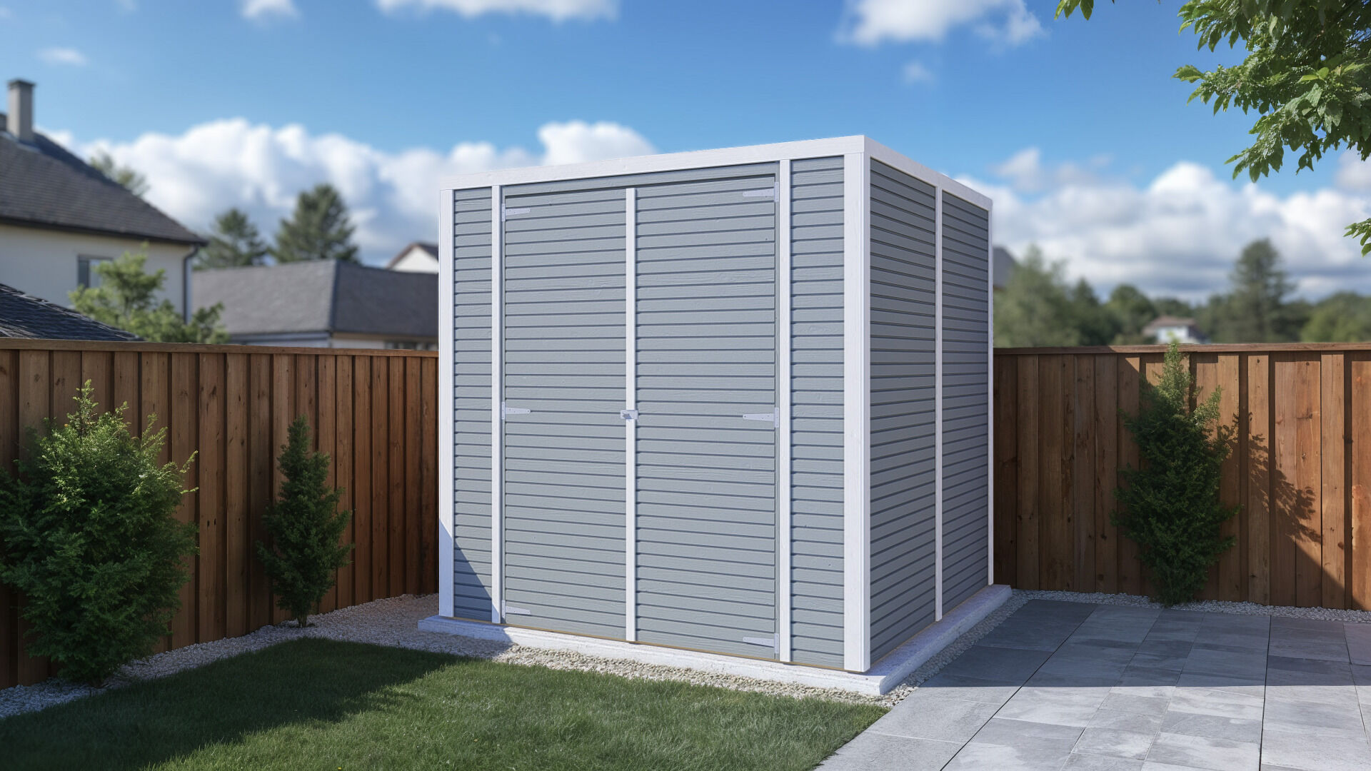 Gerätehaus Holz Box 3 hellgrau 207 x 201 cm