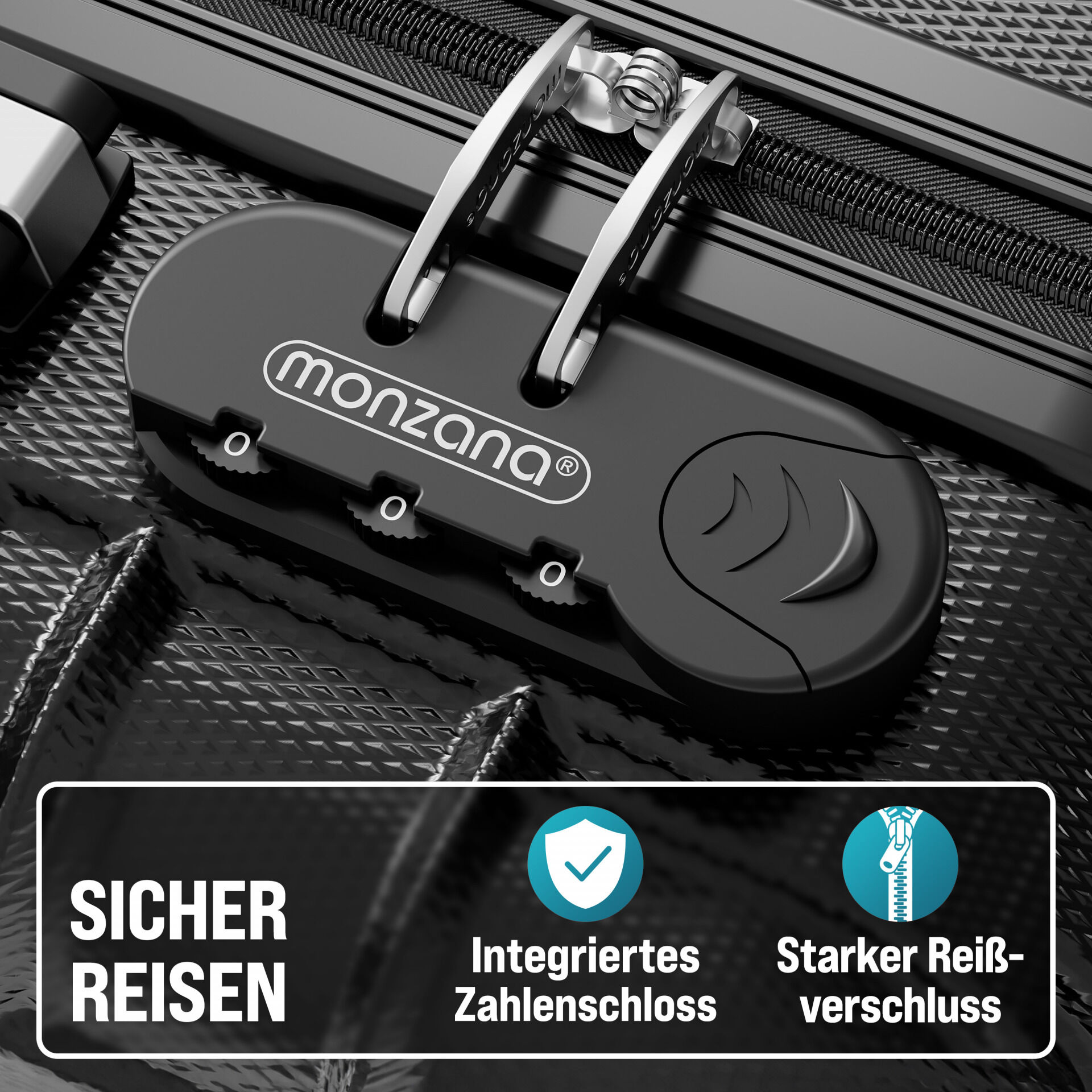 Hartschalenkoffer Set 4-tlg mit Zubehör Rollen 360º Schwarz ABS