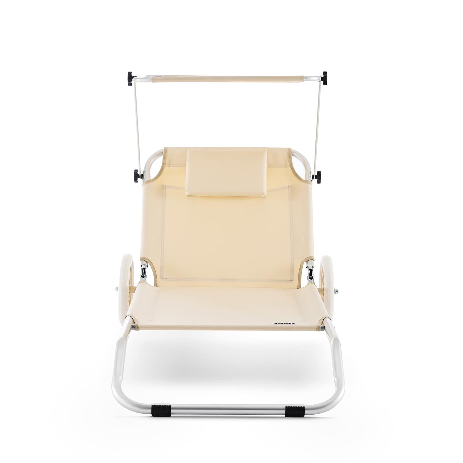 Gartenliege Kreta Beige Alu mit Rollen