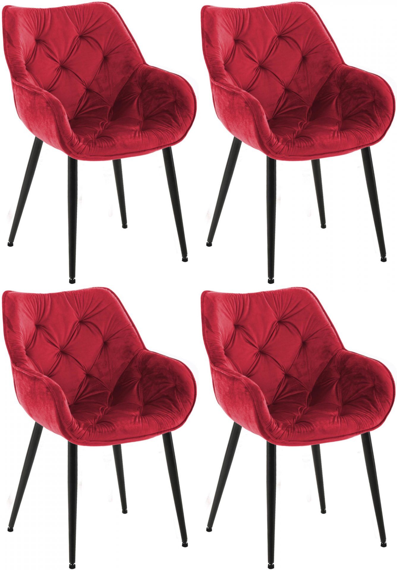 4er Set Stuhl Tanna Samt, rot