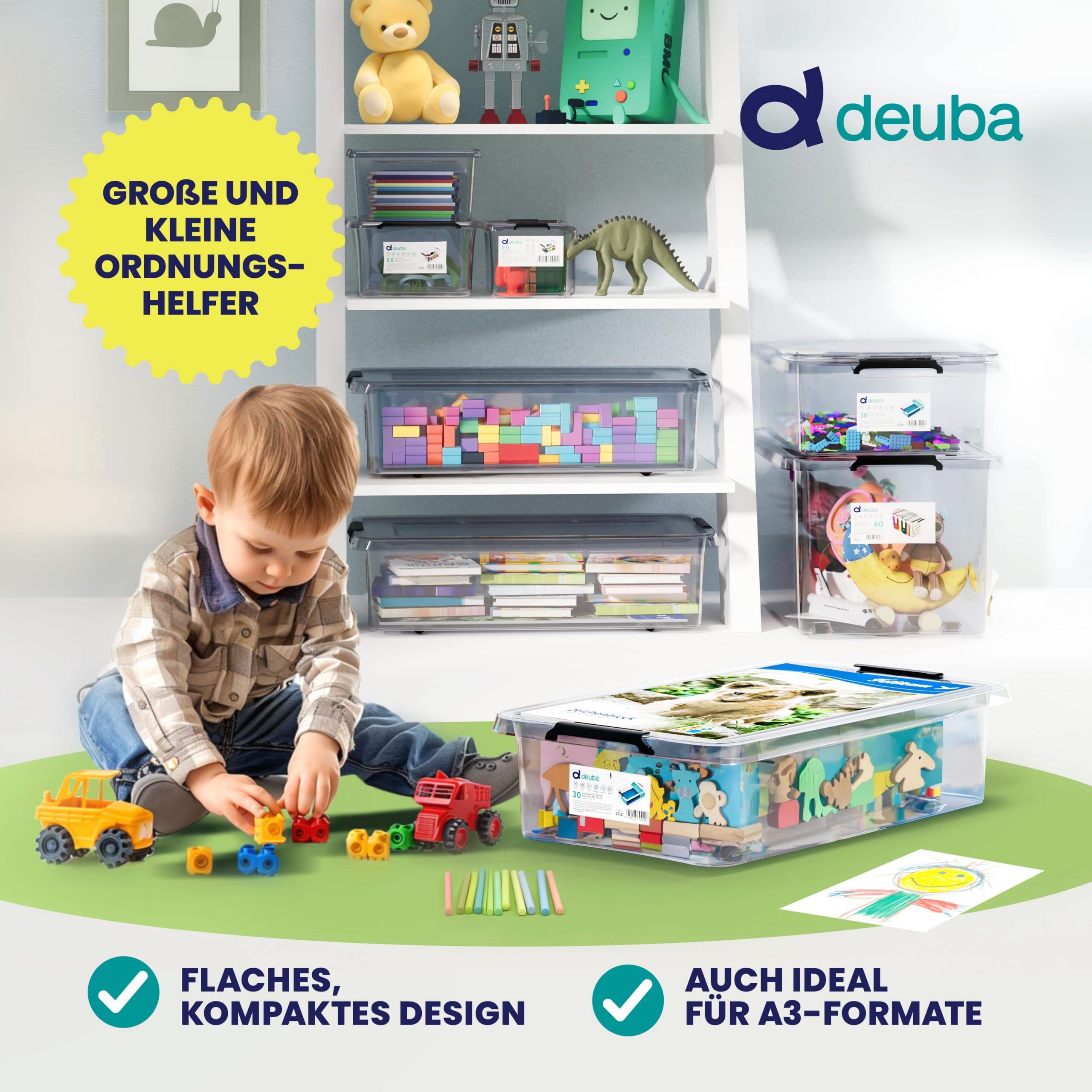 Aufbewahrungsbox Transparent 60x40x17cm 30L stapelbar