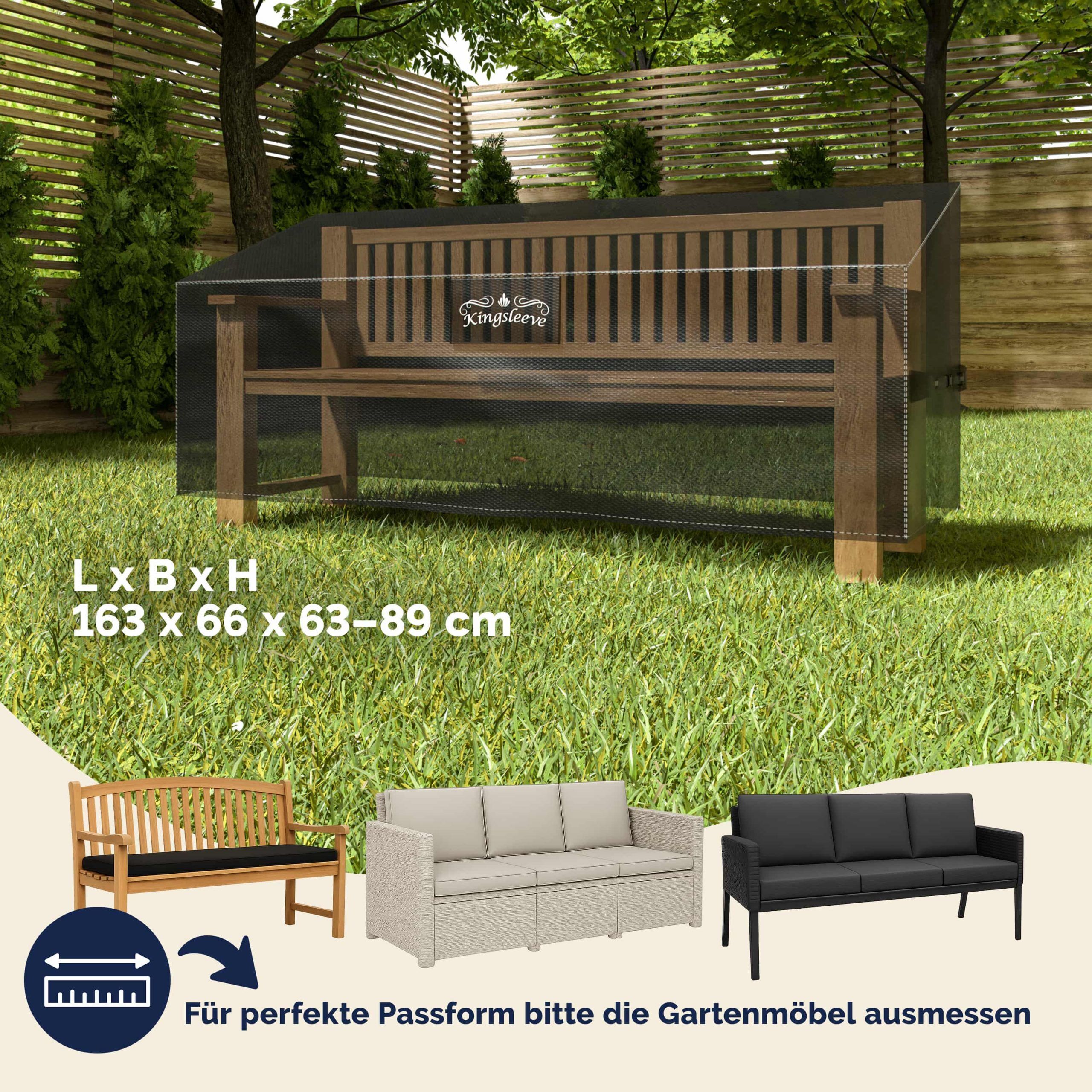 Abdeckplane Gartenbank Anthrazit 163x66x63/89cm 9100mm Wassersäule