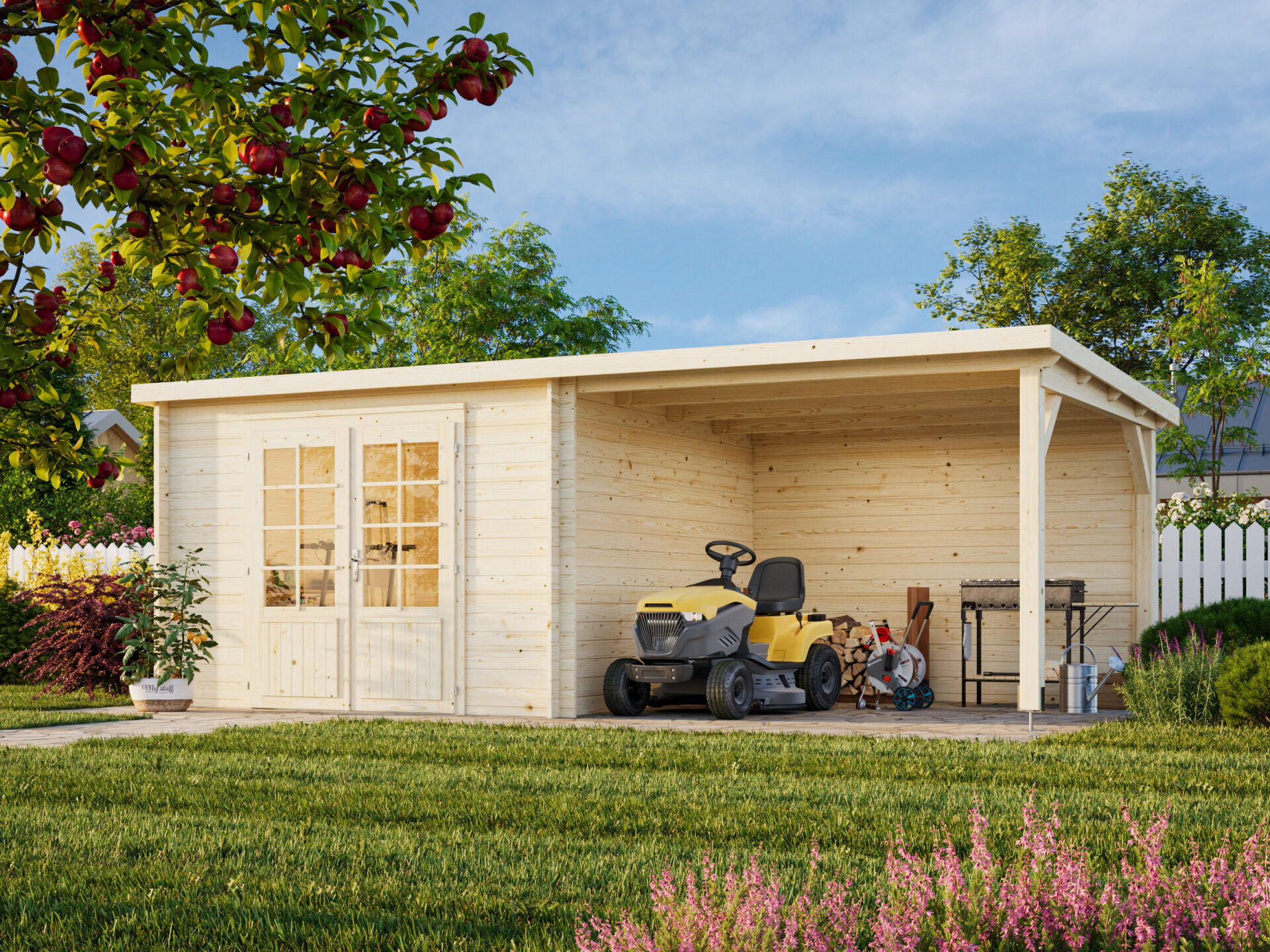 Flachdach Palmako Gartenhaus Ella 8,7+8,2 m²