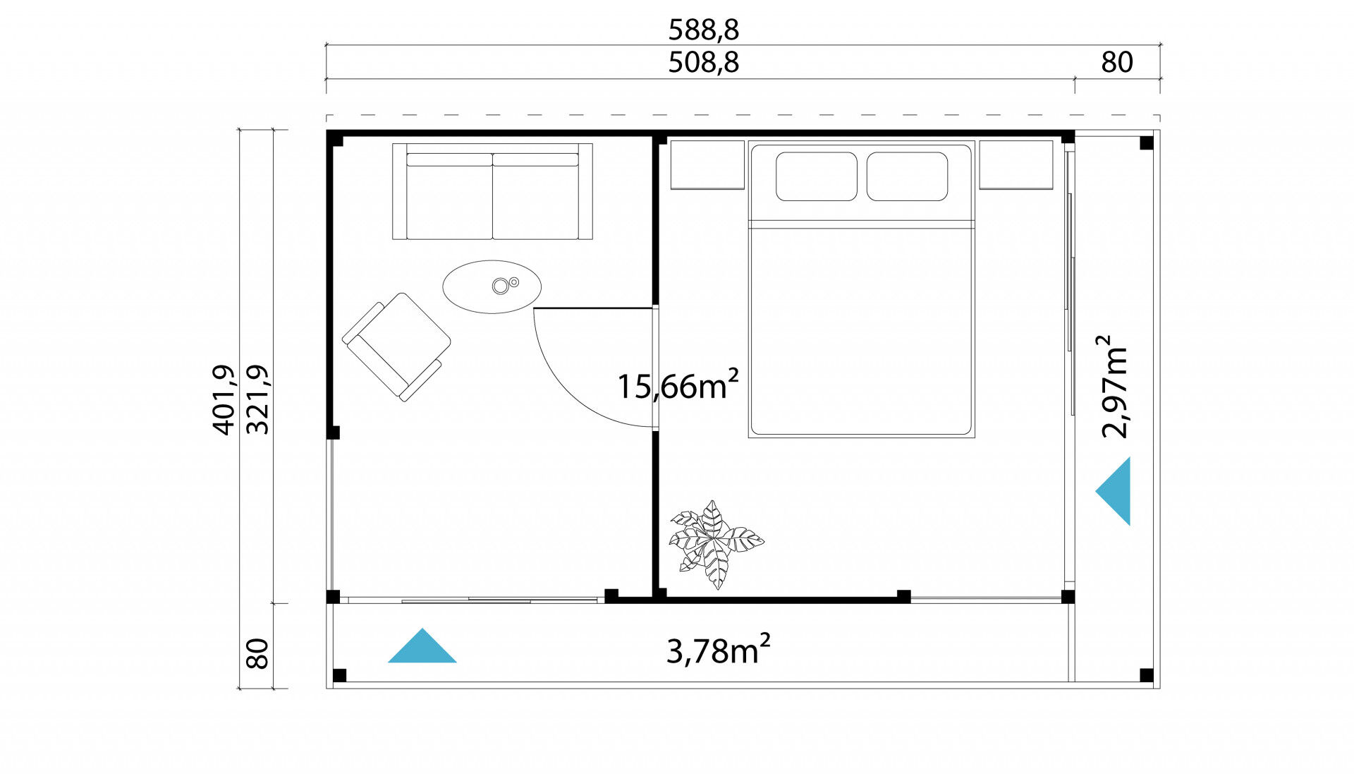 Lasita Maja Gartenhaus Domeo 3 Loggia