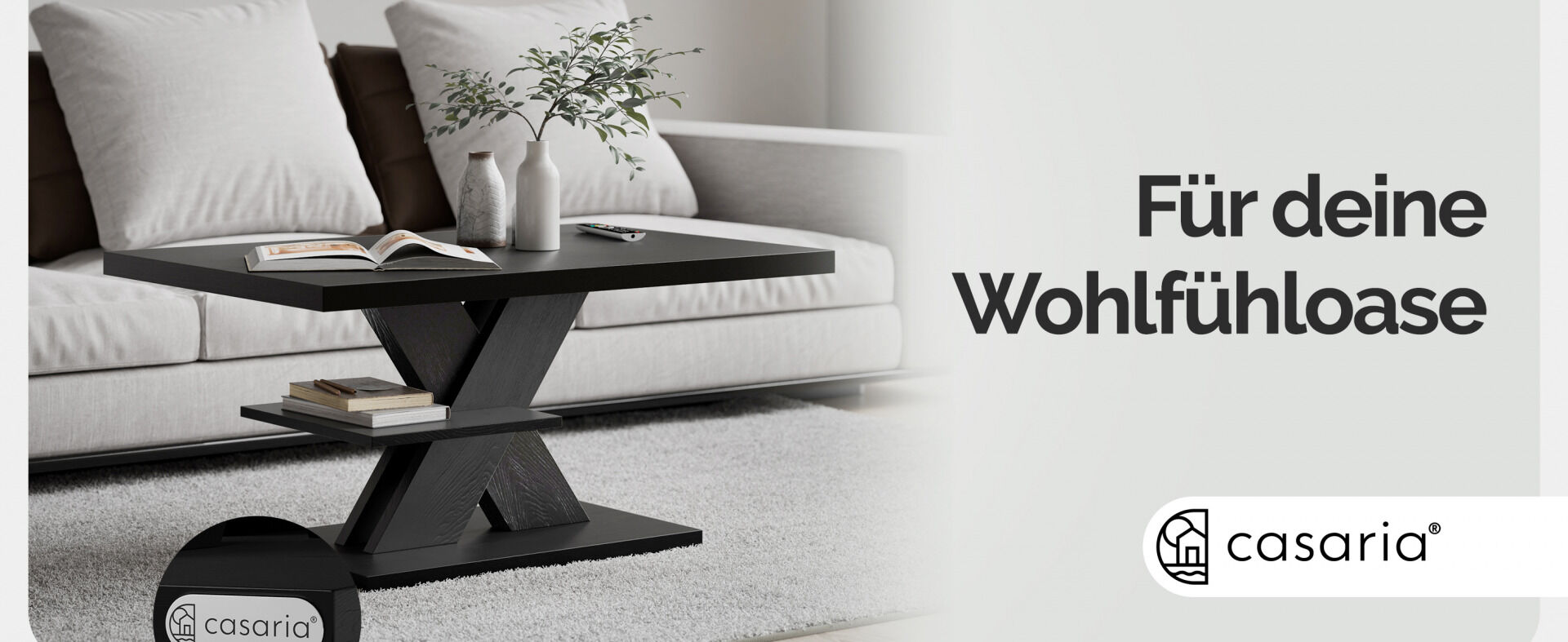 Couchtisch Detroit Schwarz 90x60x45cm