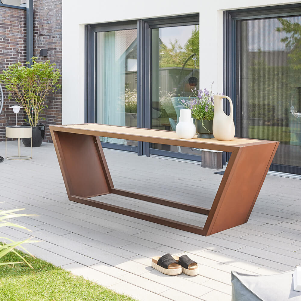 Sitzgarnitur aus Stahl KOBON Braun - Made in Germany - 1 x Tisch