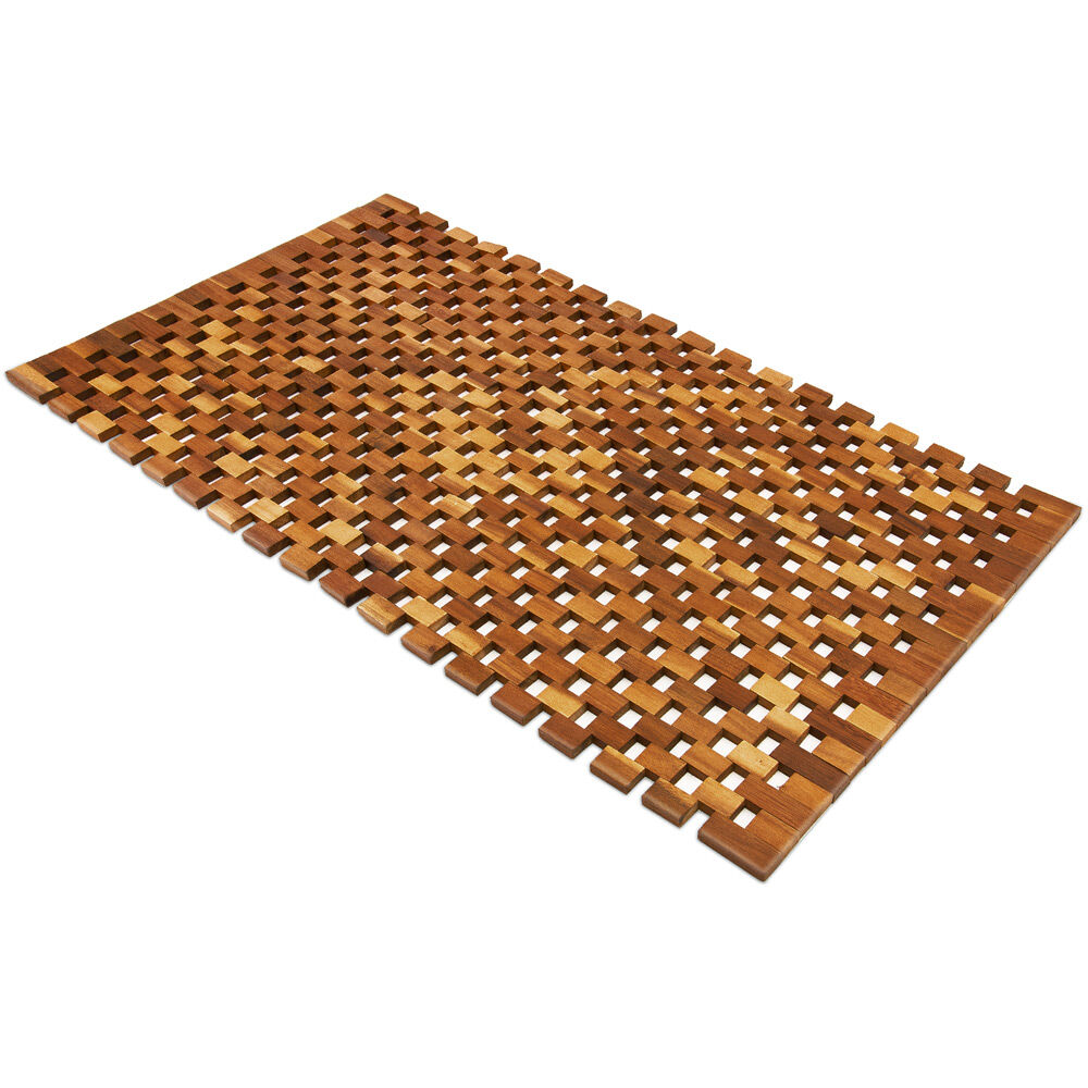 Badvorleger Holz 80x50cm FSC®-zertifiziertes Akazienholz Gummistopper