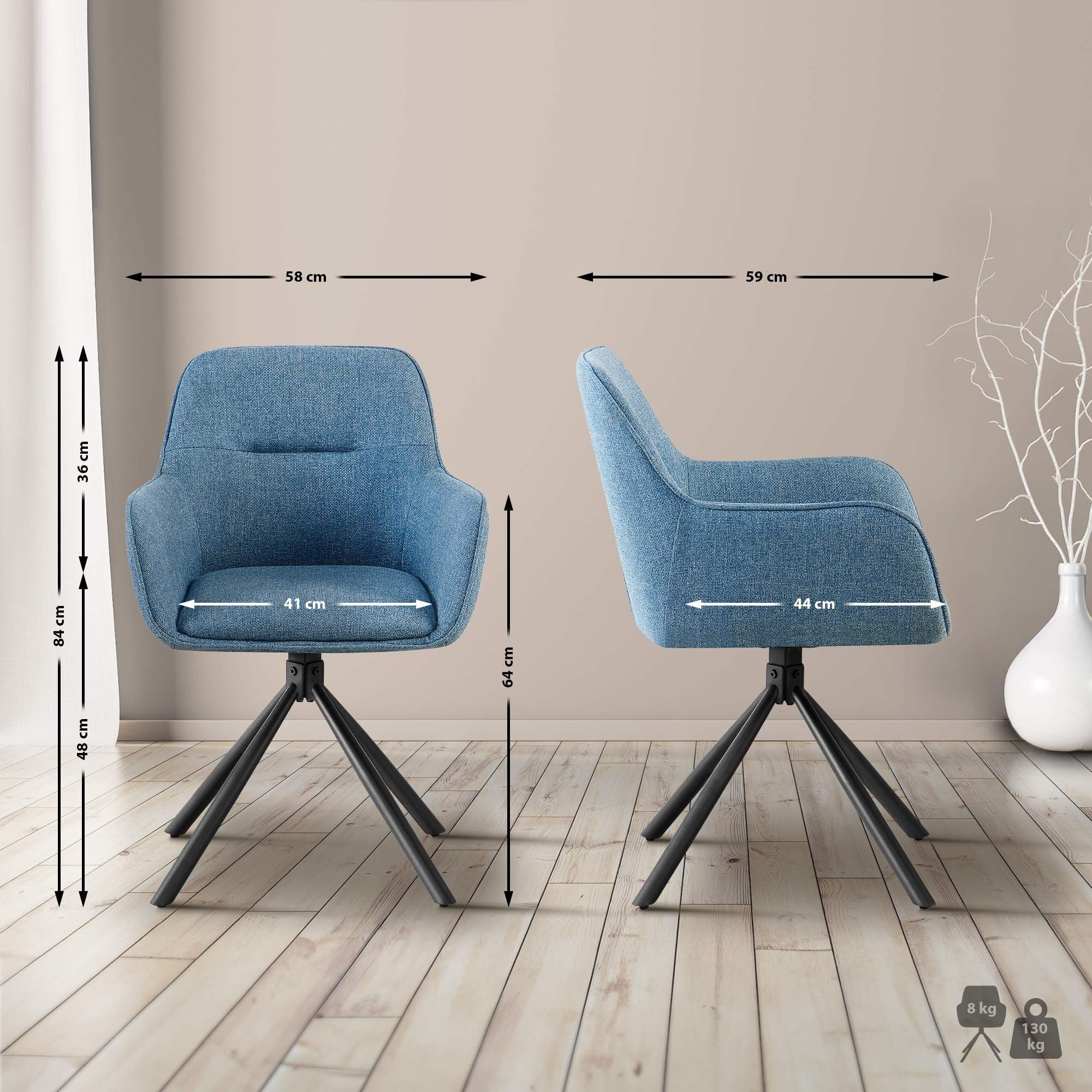 Stuhl Tipton Stoff, blau