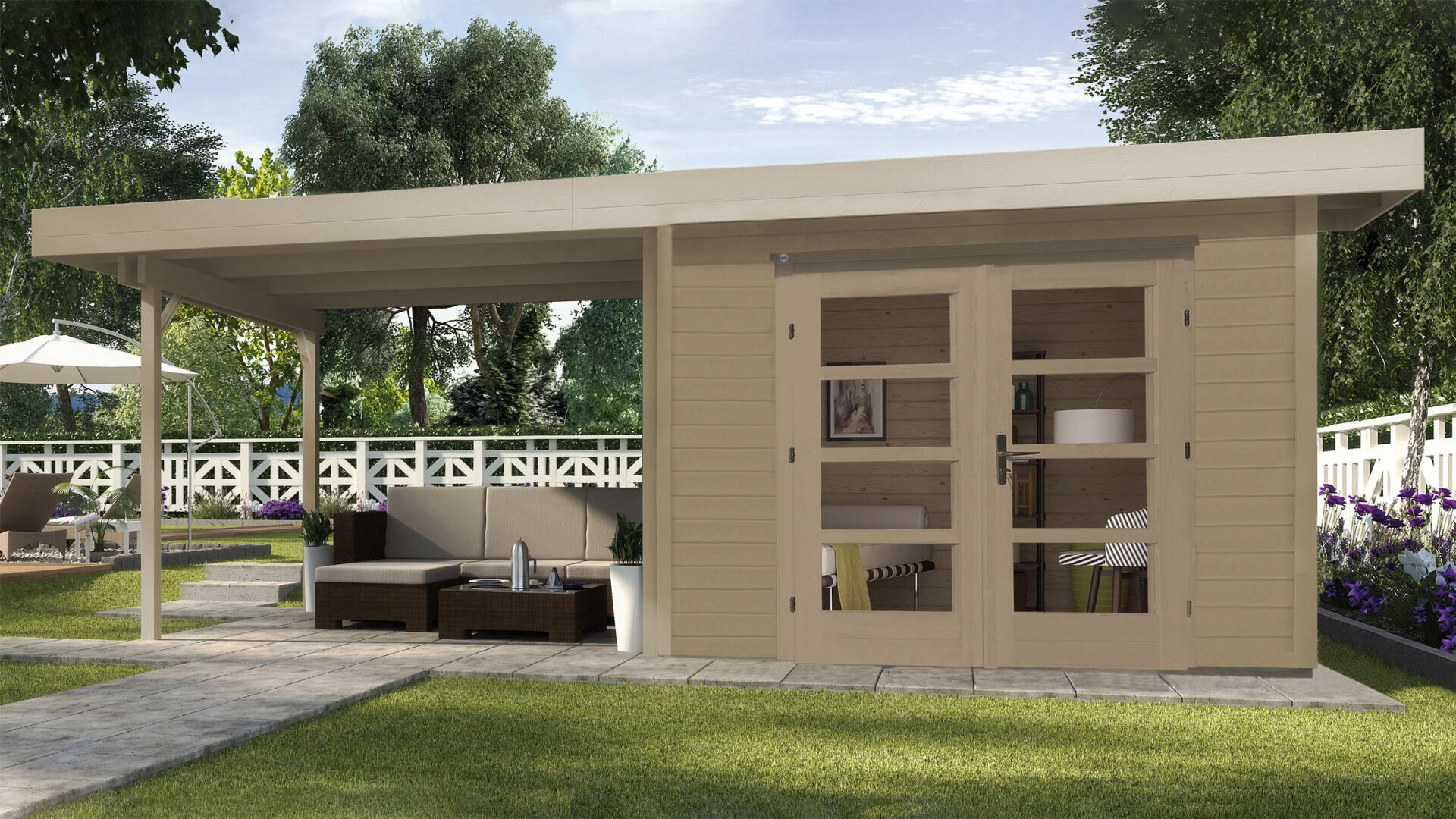 weka Design-Gartenhaus 126 B 6,5x3,8m, Naturbelassen