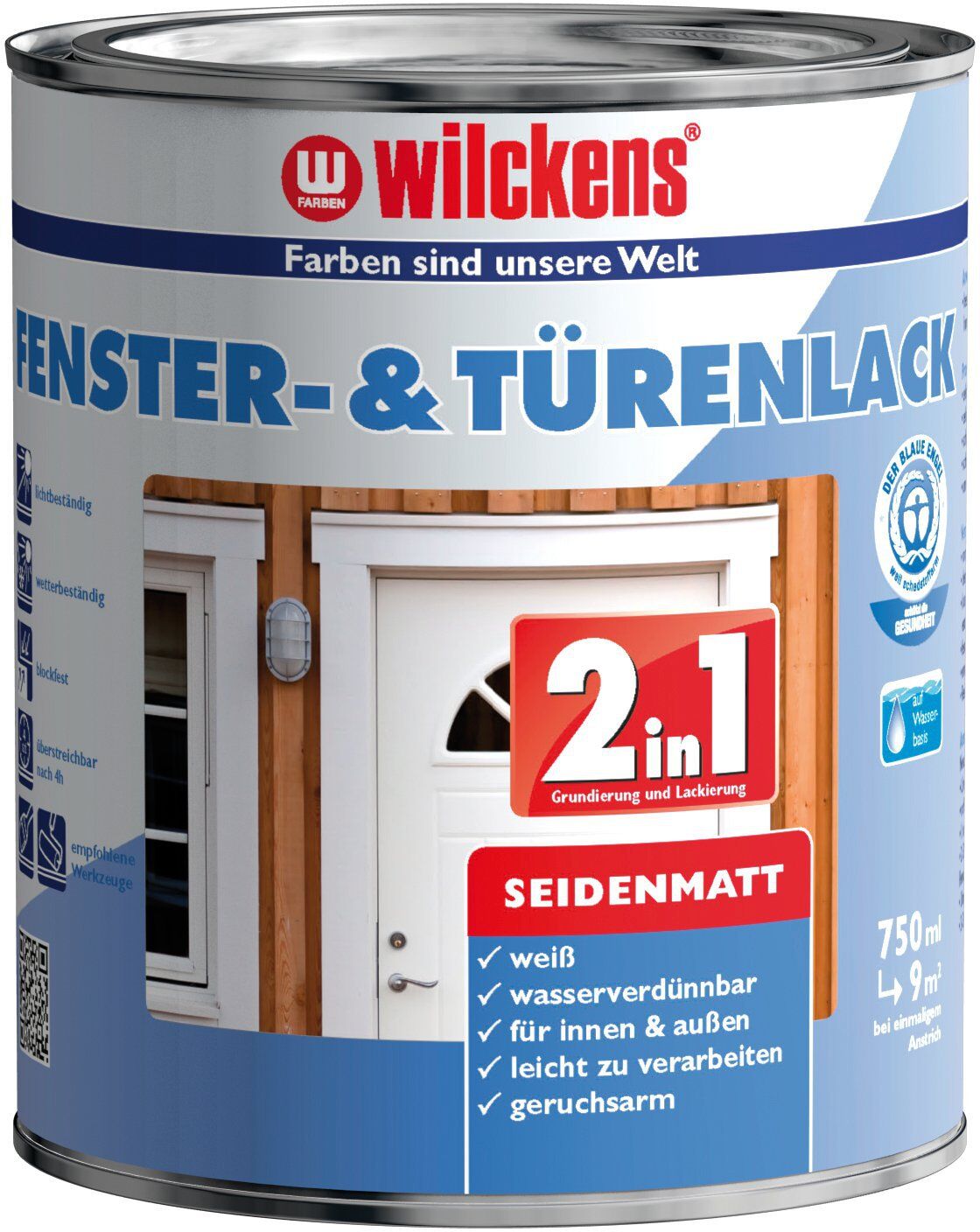 266129 Wilckens Fenster&Türenlack 2in1 Weiß seidenmatt 0.75l