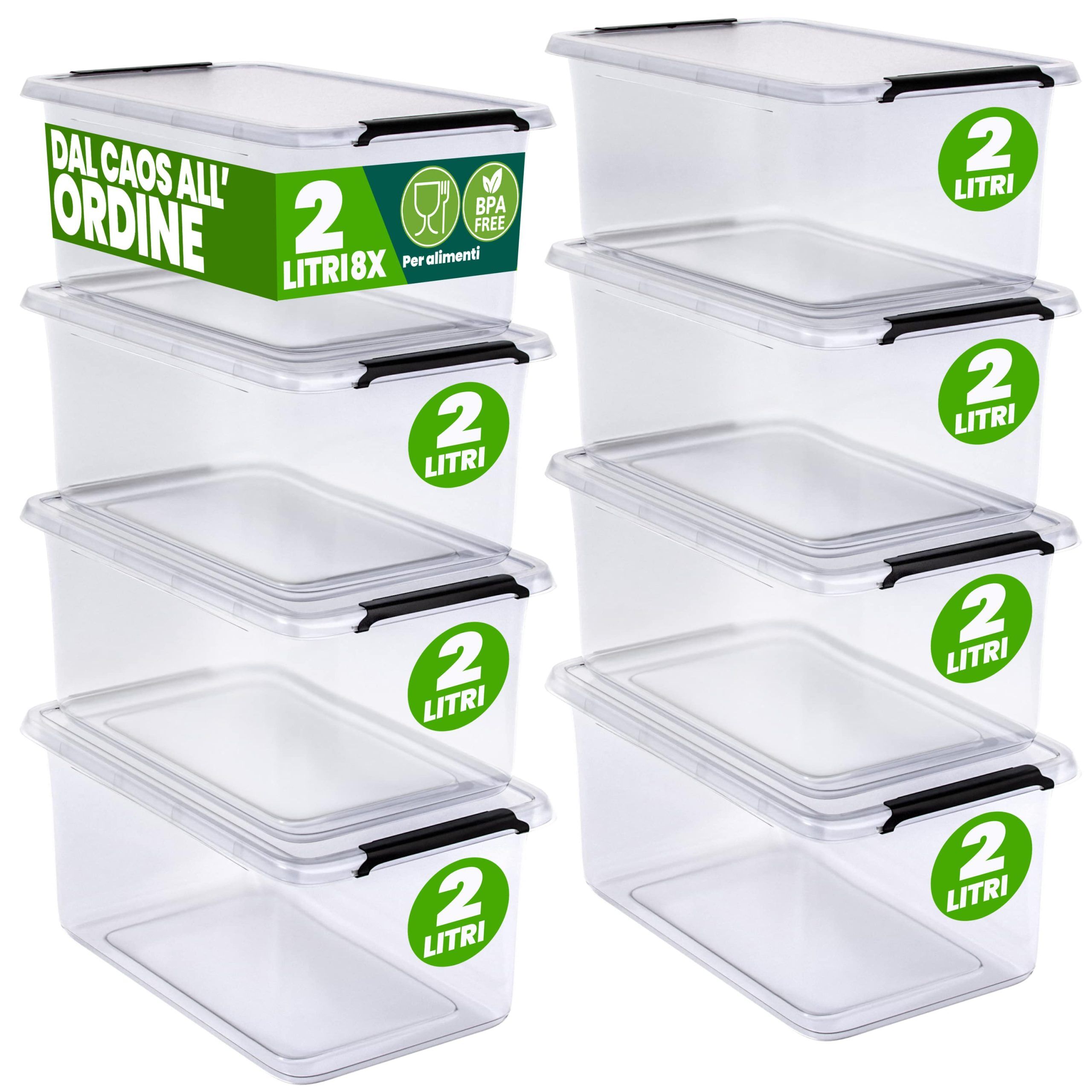 Aufbewahrungsbox 8er-Set 30x20x12cm 5L transparent stapelbar BPA-frei