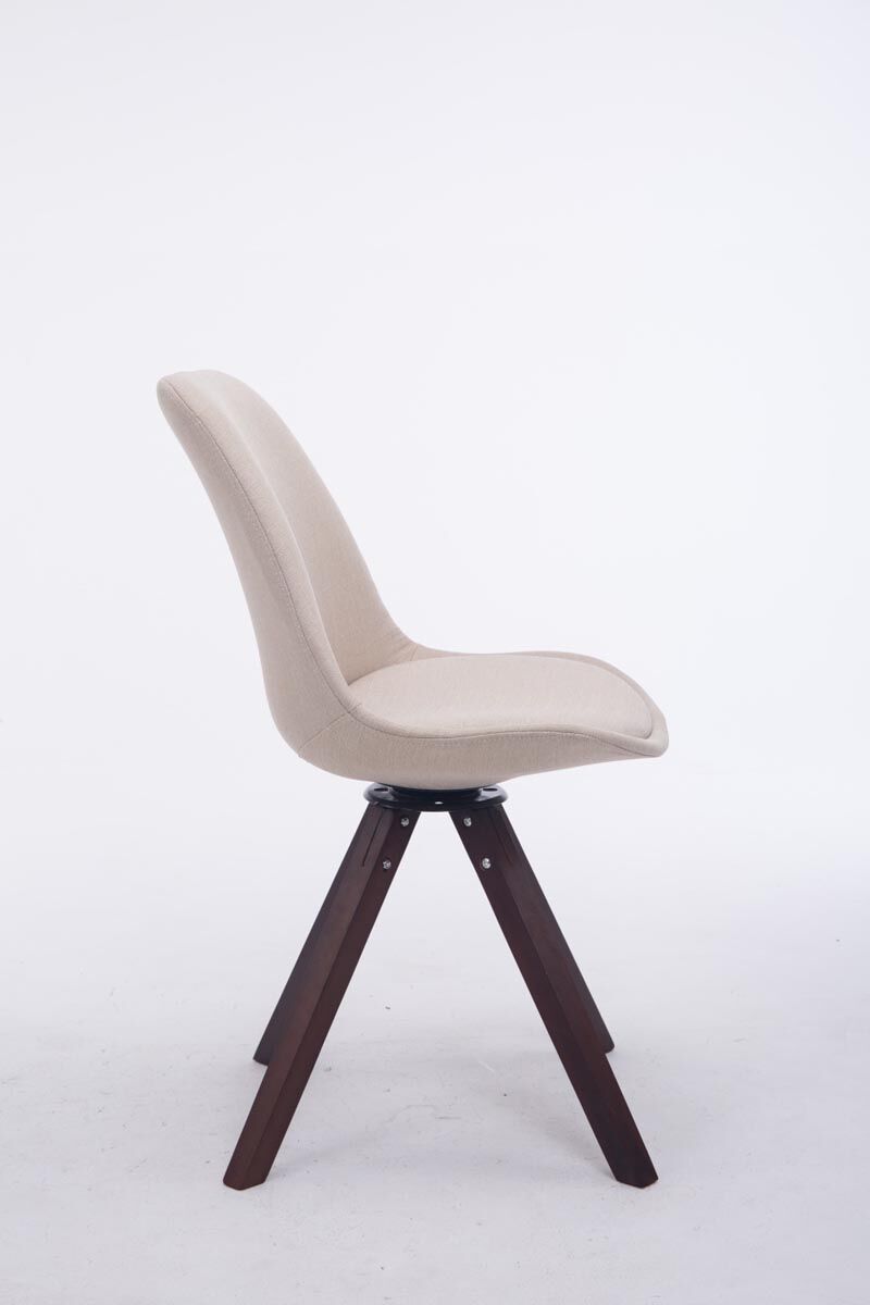 Besucherstuhl Troyes Drehbar Walnuss Stoff Square, creme